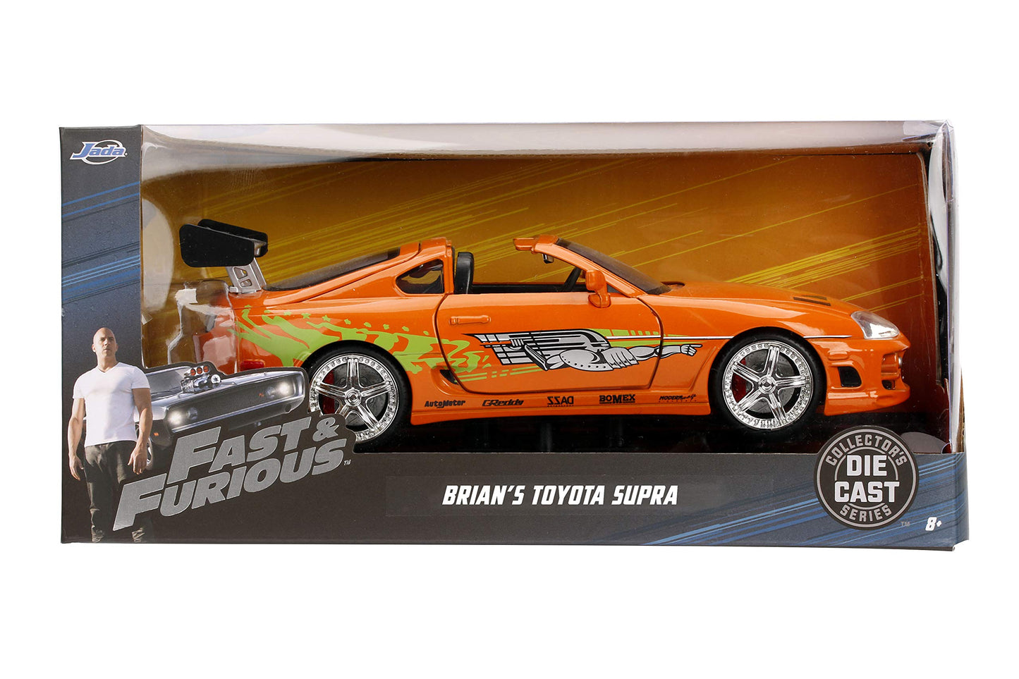 Jada Toys Fast & Furious 1:24 Brian's Toyota Supra Die-cast Car, Toys for Kids and Adults, Orange (97168)