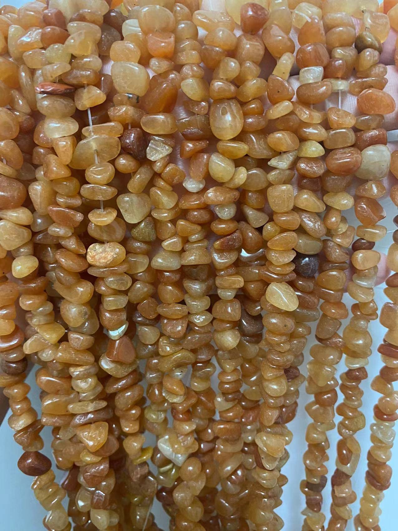 jodaying 7-8mm Natural Red Aventurine Gemstone Chips Healing Gravel Bracelets Necklace Kit Irregular Tumble Stone Beads DIY Crafts Design Jewelry Making 32"