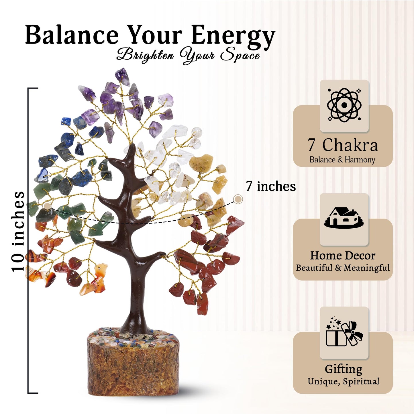 Seven Chakra Tree Of Life Crystal Tree, Crystals And Healing Stones, Birthday Gifts For Women, Healing Crystals And Stones Feng Shui Decor, Crystal Decor For Home Office, House Warming Gifts New Home