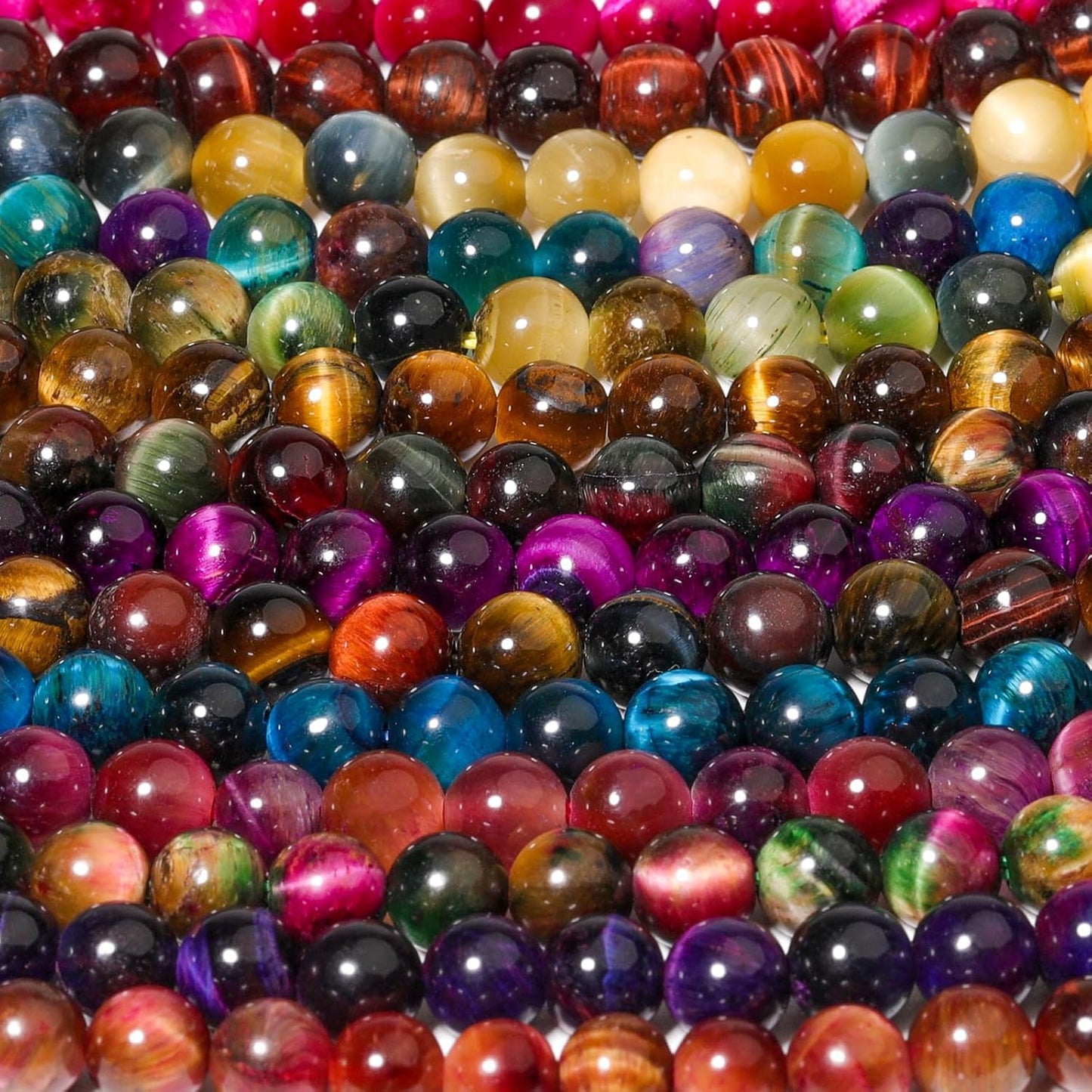 Yochus Natural Tiger Eye Beads, 60Pcs 6MM Milky Way Blue Green Color Enhance Round Loose Stone Bulk, DIY Charm Smooth Gemstone Beads for Jewelry Making