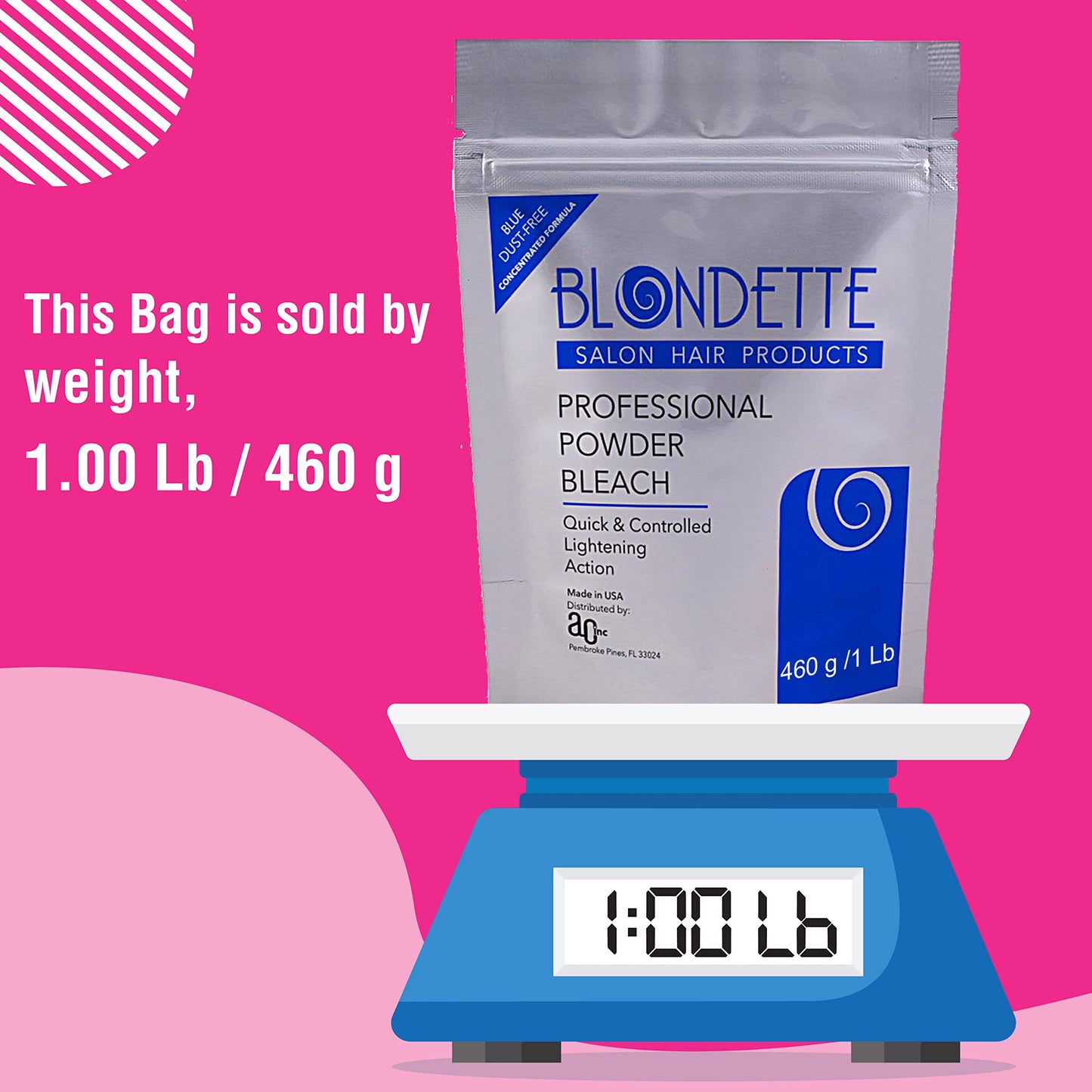 Blondette Salon Professional Dust-Free Blue Hair Powder Bleach 460 g + Professional Peroxide Creme (1L)