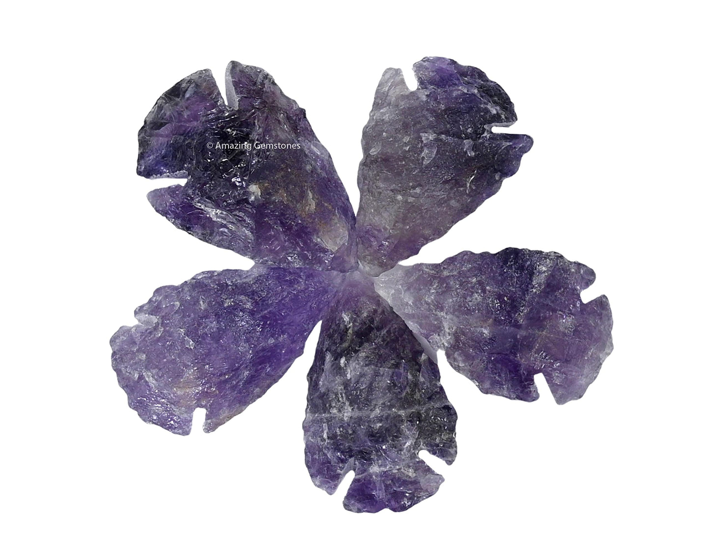 Amazing Gemstone 5 Pieces Amethyst Arrowhead, Crystal and Healing Stone Flint Rock Arrow Head - 1 to 1.5 Arrowheads for DIY Project Craft Point Jewelry Making