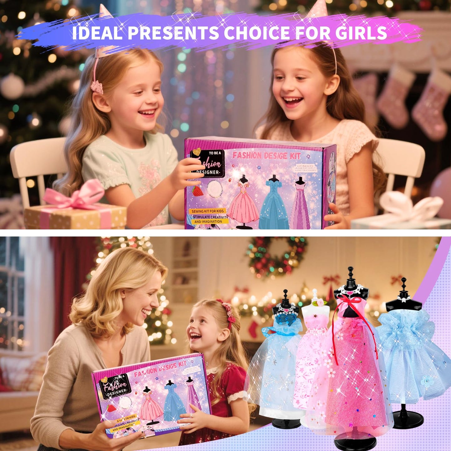 1000+ PCS Fashion Designer Kits for Girls, Sewing Kit for Kids with 4 Mannequins, DIY Doll Clothes Dress Making Kit, Arts and Crafts Sewing Kit Birthday Gifts for Teen Girls Age 6 7 8 9 10 11 12+