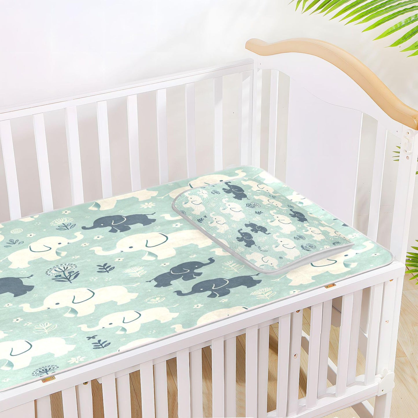 Burbuja Baby Cooling Mat Baby Elephant Bed Pad Ice Silk Cool Mat for Crib Mattress, Sleeping Pad with Pillowcase for Girl Boy, 28x52 in