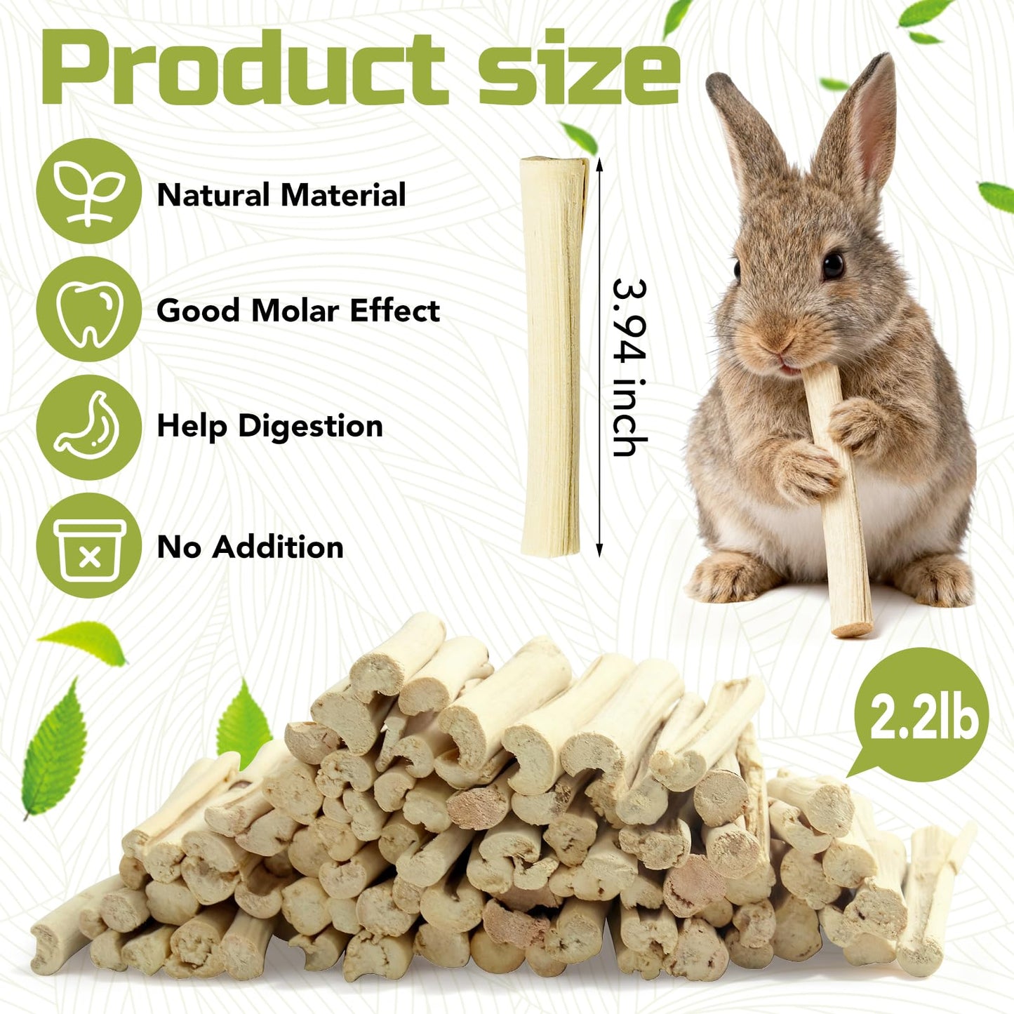 StyEdEk 2.2Lb/1000g Natural Sweet Bamboo Chew Toys Chew Sticks Bamboo Sticks Teething Toy for Rabbit, Bunny, Guinea Pig, Hamster, Chinchilla, Bunny, Rat and Other Small Animals