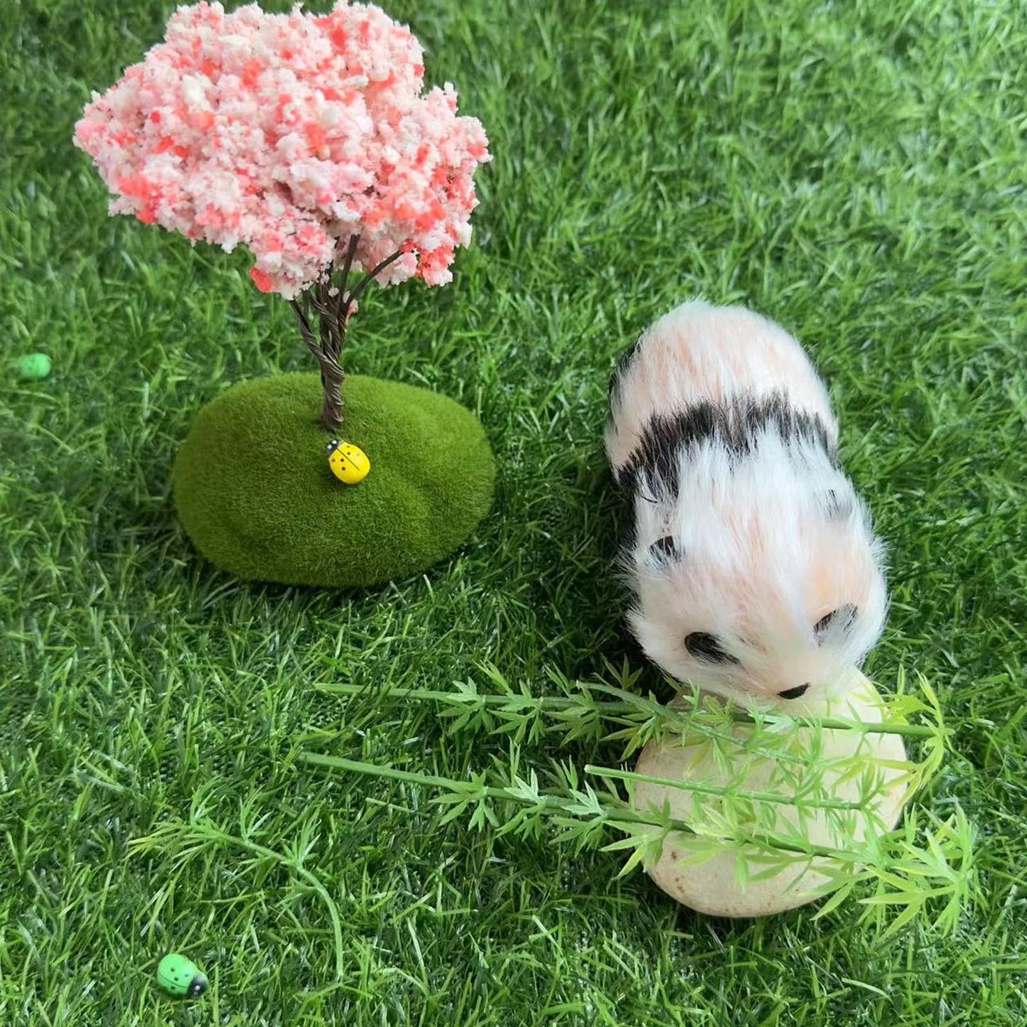 VOLOBE Silicone Panda, 5 Inches Soft Mini Realistic Animal Toy as Silicone Piglet Companion with Sleeping Pad Accessories for Kids Boy Girl Birthday (Panda)