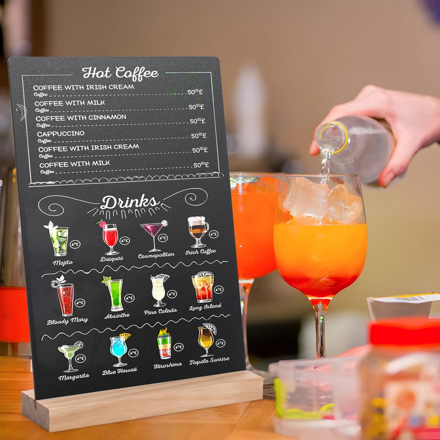 ONUPGO 8 x12 Inch Tabletop Chalkboard Sign with Base Stand, Menu Chalk Board Sign Store Food Signs, Message Boards for Party, Wedding, Tables Decoration, Bar and Restaurant
