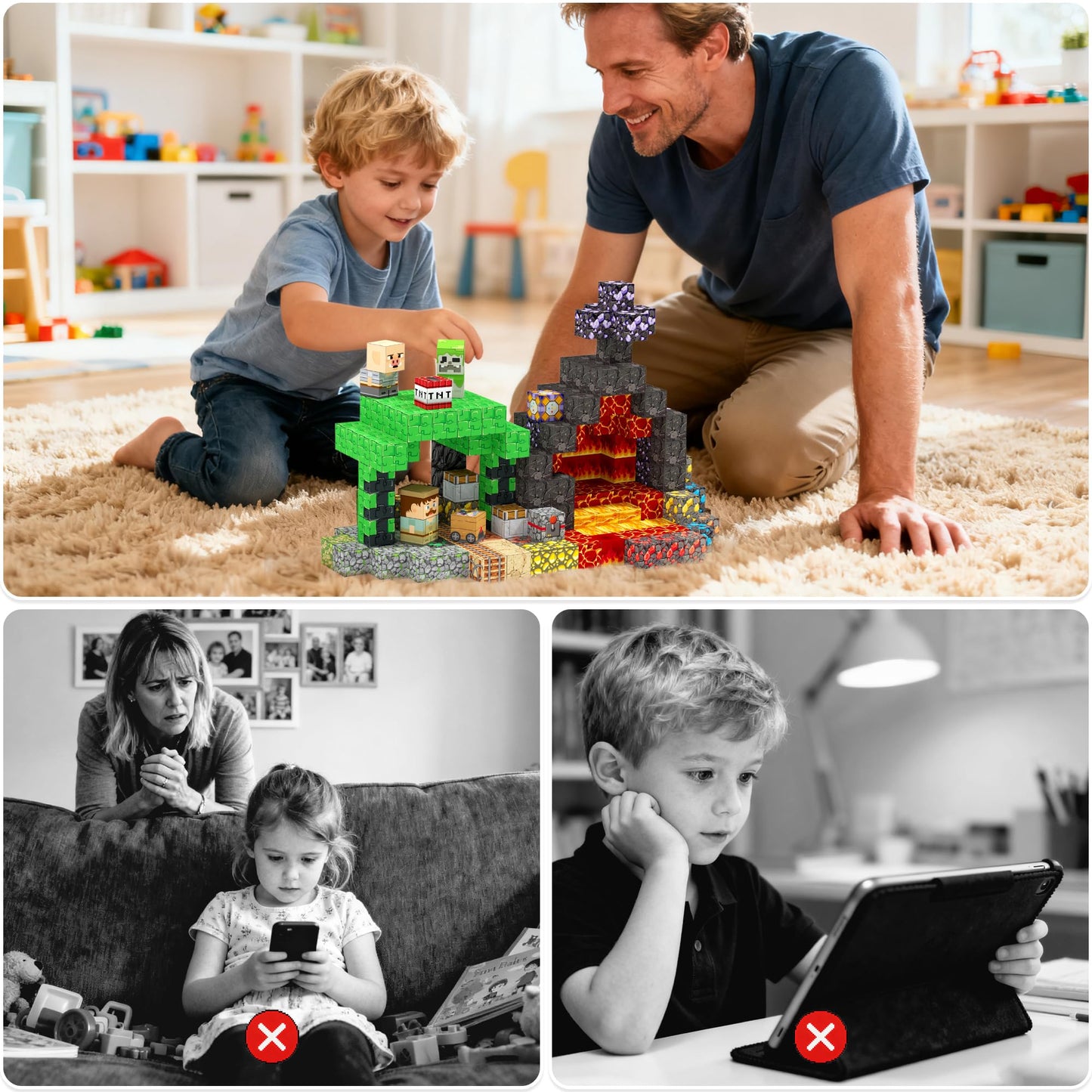 Laoren Magnetic Building Blocks 200PCS, STEM Toys Educational Magnet Cubes, Learning Sensory Toys for Kids Ages 4-12, Birthday Gifts for Boys & Girls