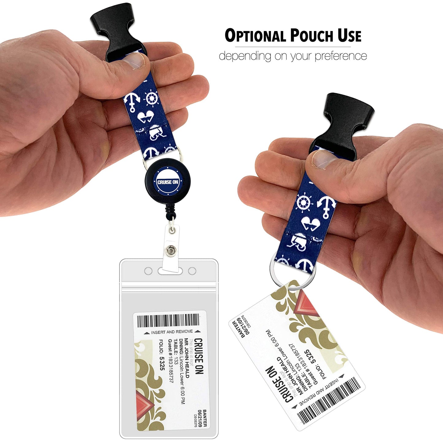 Cruise On Cruise Lanyard for Ship Cards β 2-Pack Retractable Badge & Waterproof Key Card Holder for Ship Cards β Cruise Essentials 2026-2027, Perfect for Travel & Vacation (White & Blue)