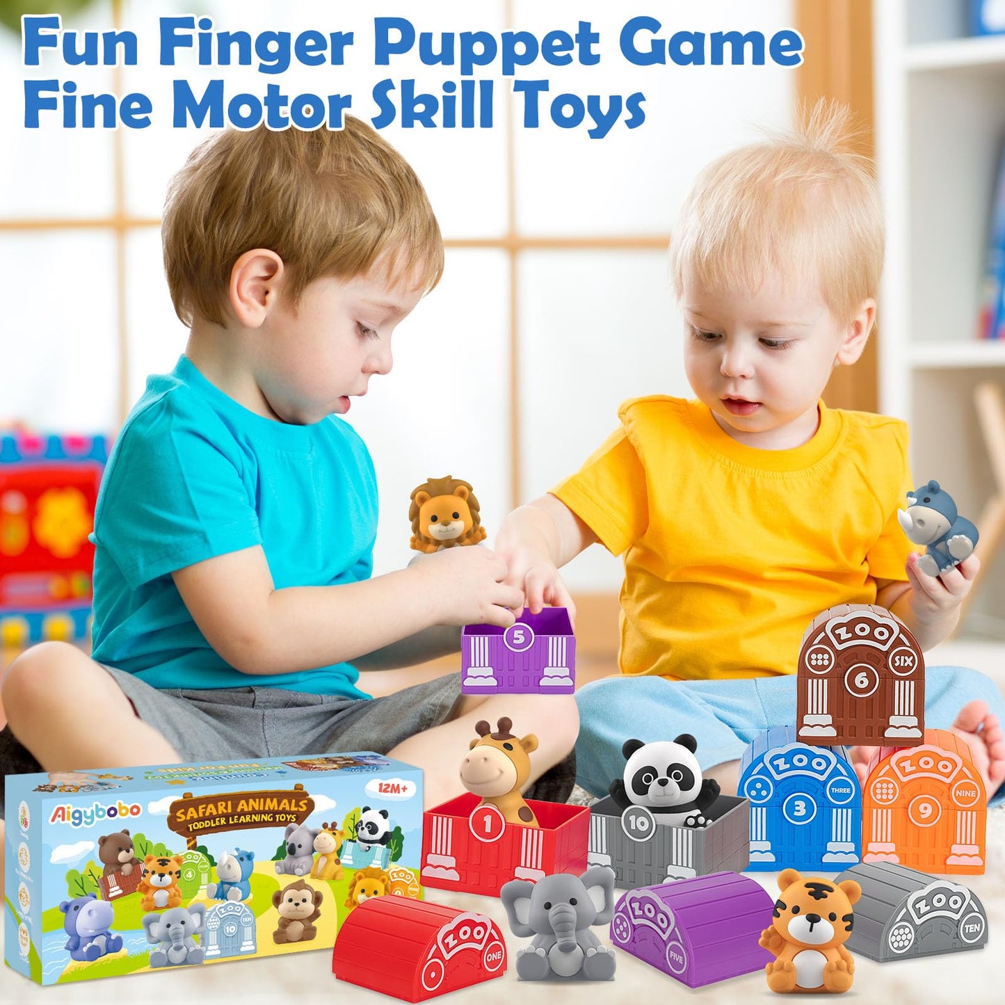Aigybobo Learning Toys for 1,2,3 Year Old Toddlers, 20Pcs Animals Toys Montessori Counting, Matching & Sorting Fine Motor Games, Christmas Birthday Easter Gift for Baby Boys Girls Age 12-18 Months