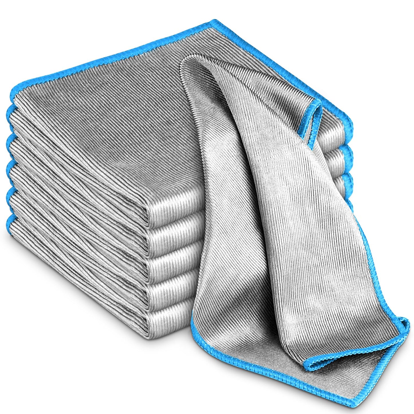 Streak Free Miracle Cleaning Cloth Easy Clean Pack of 8-12" x 16" Microfiber Dish Cloths Glass Polishing Lint Free for Kitchen Mirrors Wine Car