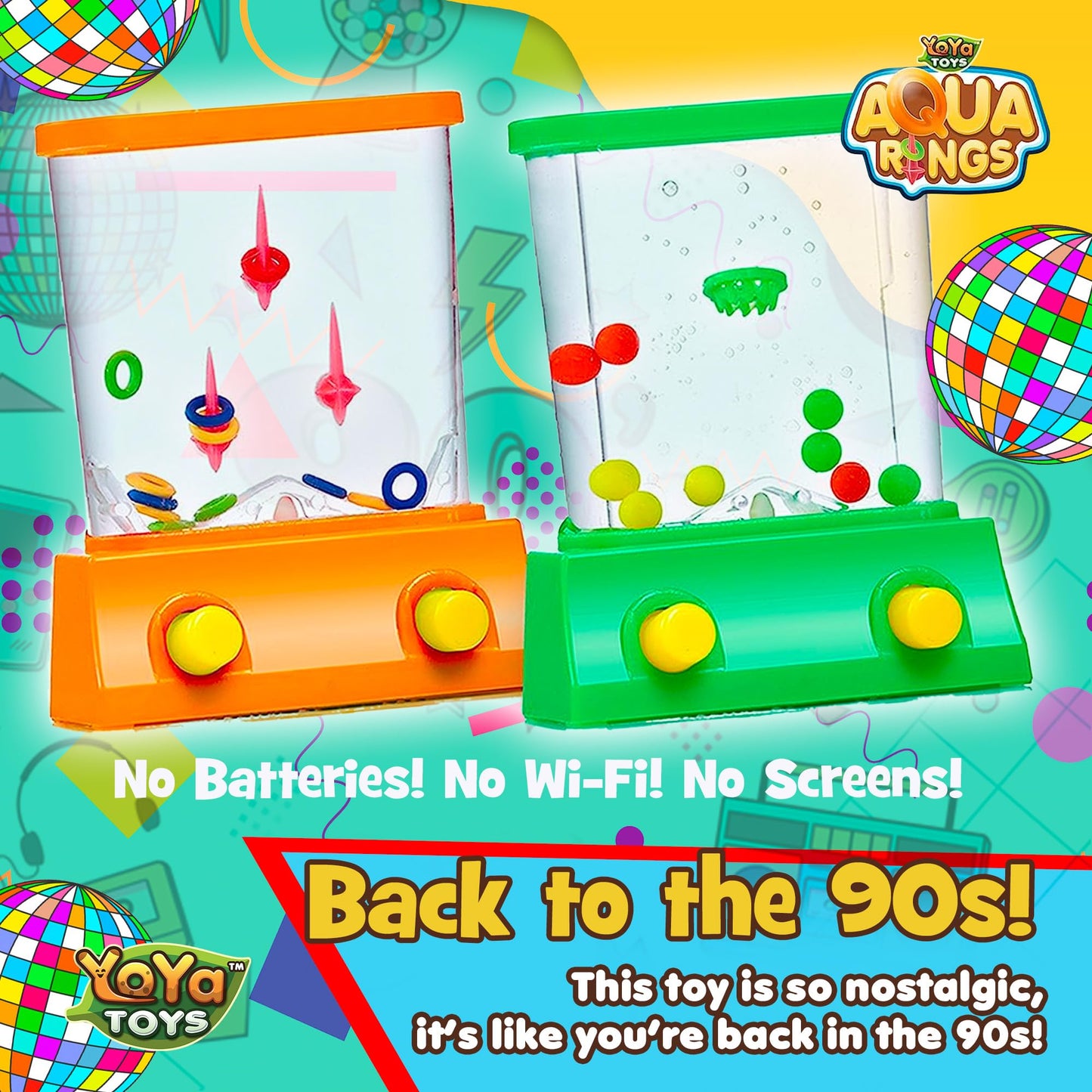 YoYa Toys Aqua Rings Handheld Water Game - Set of 2 - Water Ring Toss and Basketball Hoop Toy - Gift for Ages 3 4 5 6 7 8 9 - Nostalgic 80's 90's Retro Mini Games - Fun Car Road Trip Travel Activities