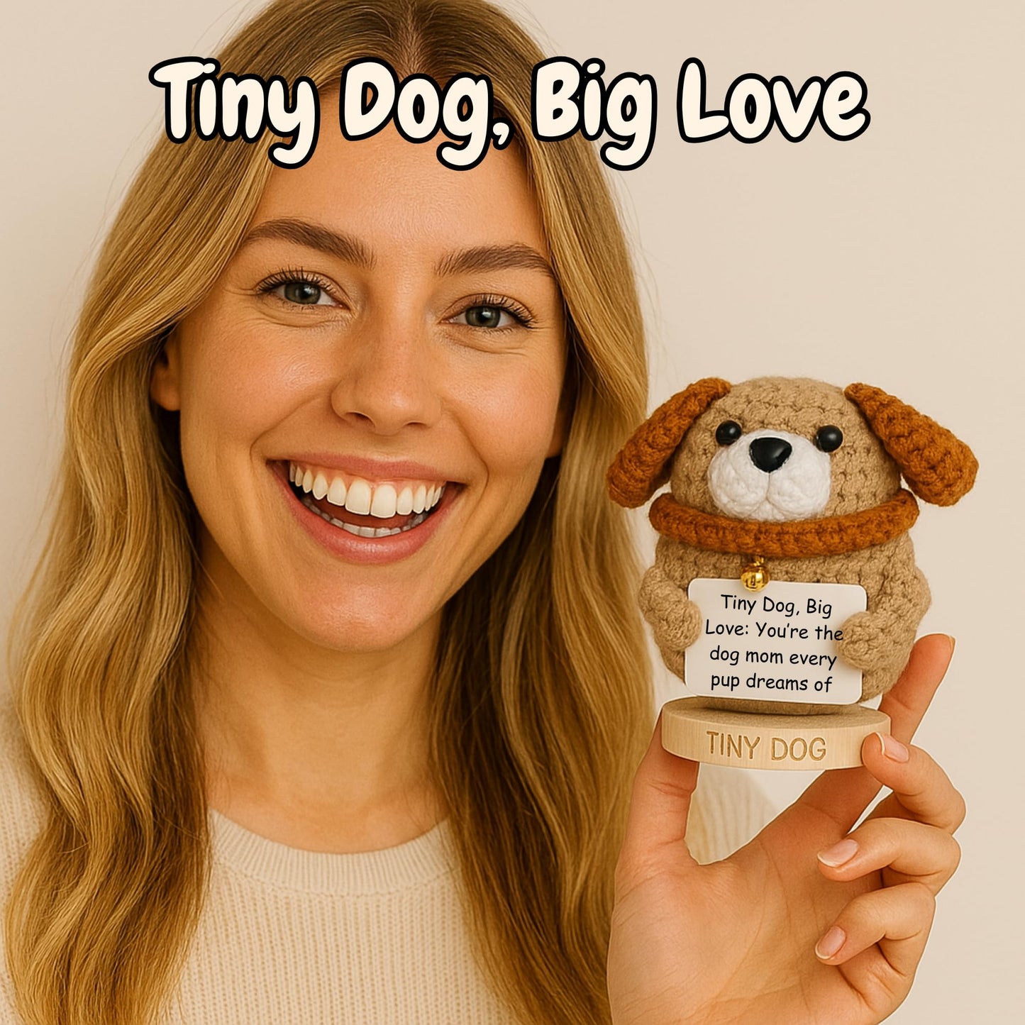 Dog Mom Gifts for Women - Tiny Dog Crochet with 30 Cute Signs for Furr Mama | Funny Birthday Gift for Pet Lovers | Funny Present for Birthday, Mothers Day, New Puppy | Cute Positive Crochet Animal