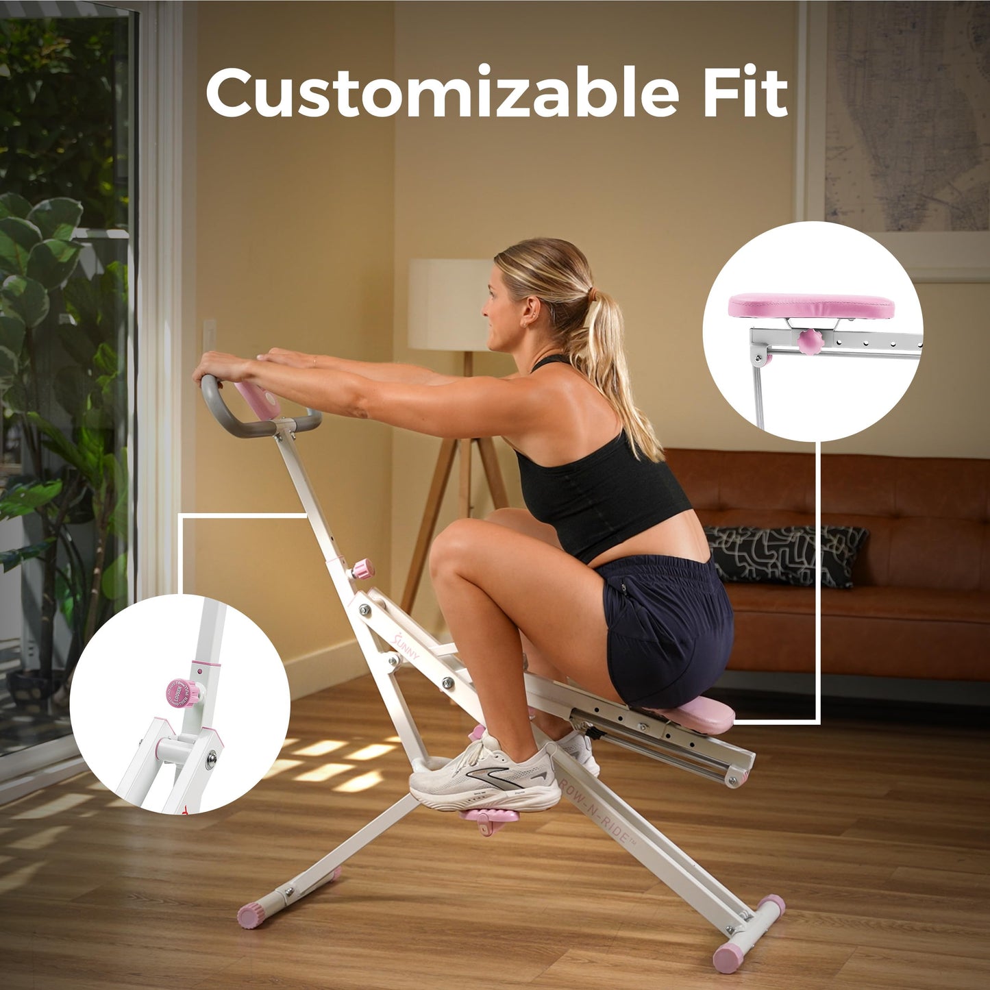 Sunny Health & Fitness Upright Row-N-Ride® Exerciser in Pink – P2100