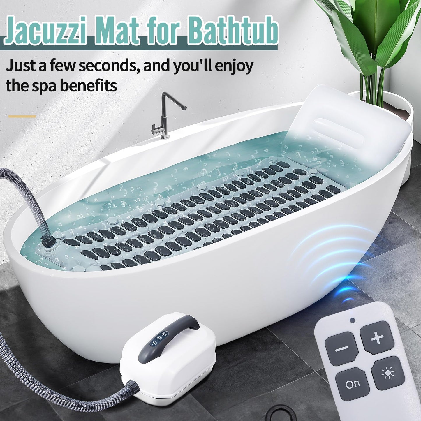 YSVORTOT Upgraded 2.0 Bathtub Spa,Bubble Bath Mat-Portable Bathtub Spa Mat - Electric Bubble Massage Mat with Remote Control, Simplicity of Operator,Help You Relax Both Physically and Mentally
