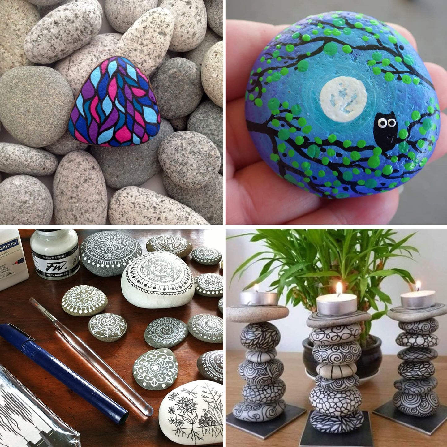 MUKLEI 60 PCS 2 Sizes River Rocks for Painting, 0.8-1.2 Inches, 2-3 Inches Flat Stones to Paint, Flat Rocks Smooth Painting Rocks Kindness Stones for DIY, Arts, Crafts, Family Time, Gray