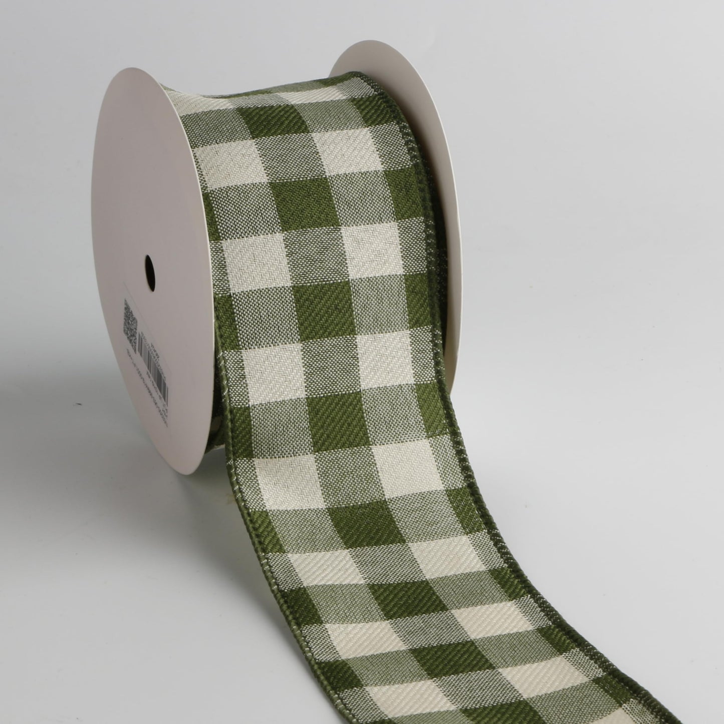 Meseey 2.5 Inch Green Burlap Wired Ribbon Set, 2 Rolls Total 10 Yards Solid Sage Green & Green White Buffalo Check Wired Edge Ribbons for Gift Wrapping, Wreaths, Crafts, Farmhouse Home Decorations