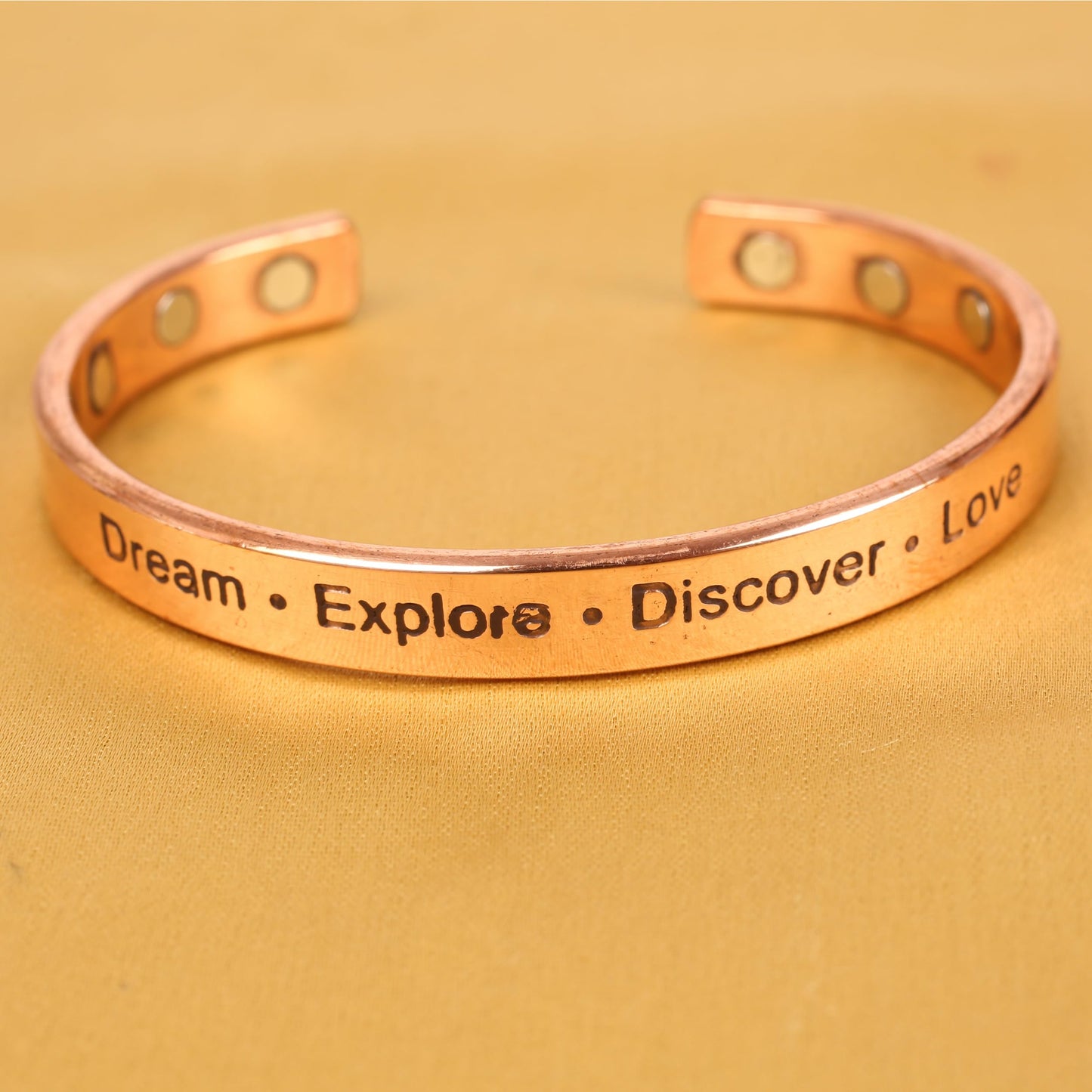 Touchstone Inspirational Copper Engraved Magnetic Bracelets for Women-Personalized Jewelry Gifts for Best Friend/Mom/Daughter/Sister - In a Pretty Gift Box Dream Explore Discover Love