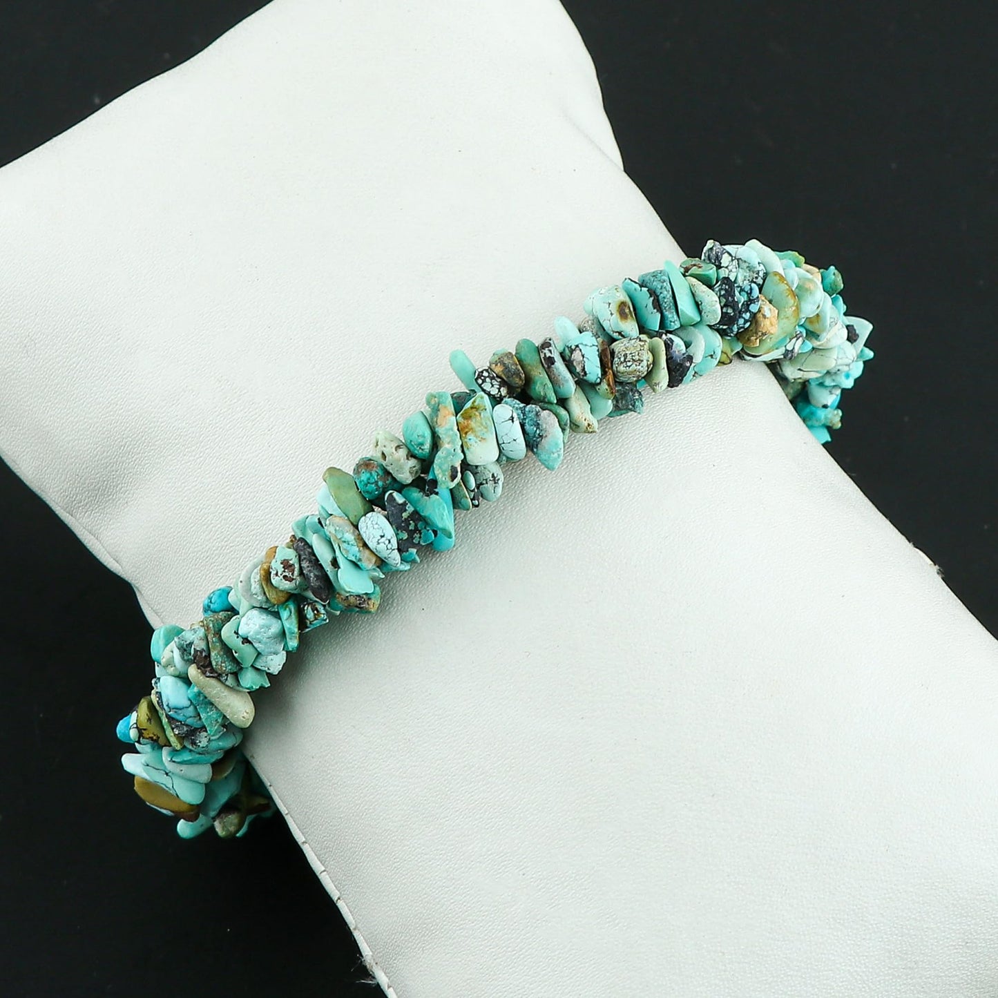 CRYSTALIS Natural Turquoise Beads Braided Rope Bracelet, Chips Nuggets Beaded Gemstones, Chakra Healing Stones, Gift Giving Womens Jewelry, 925 Sterling Silver Bracelet 8 inch