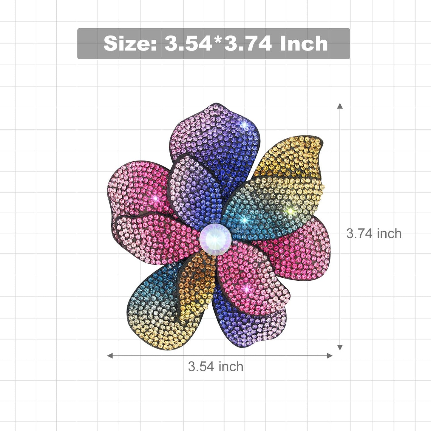 Merdia 3.74 Inches Rhinestone Camellia Flower Brooch Pins & Hair Clips for Women Elegant Created Crystal Lapel Pin Brooches Wedding Party Colorful