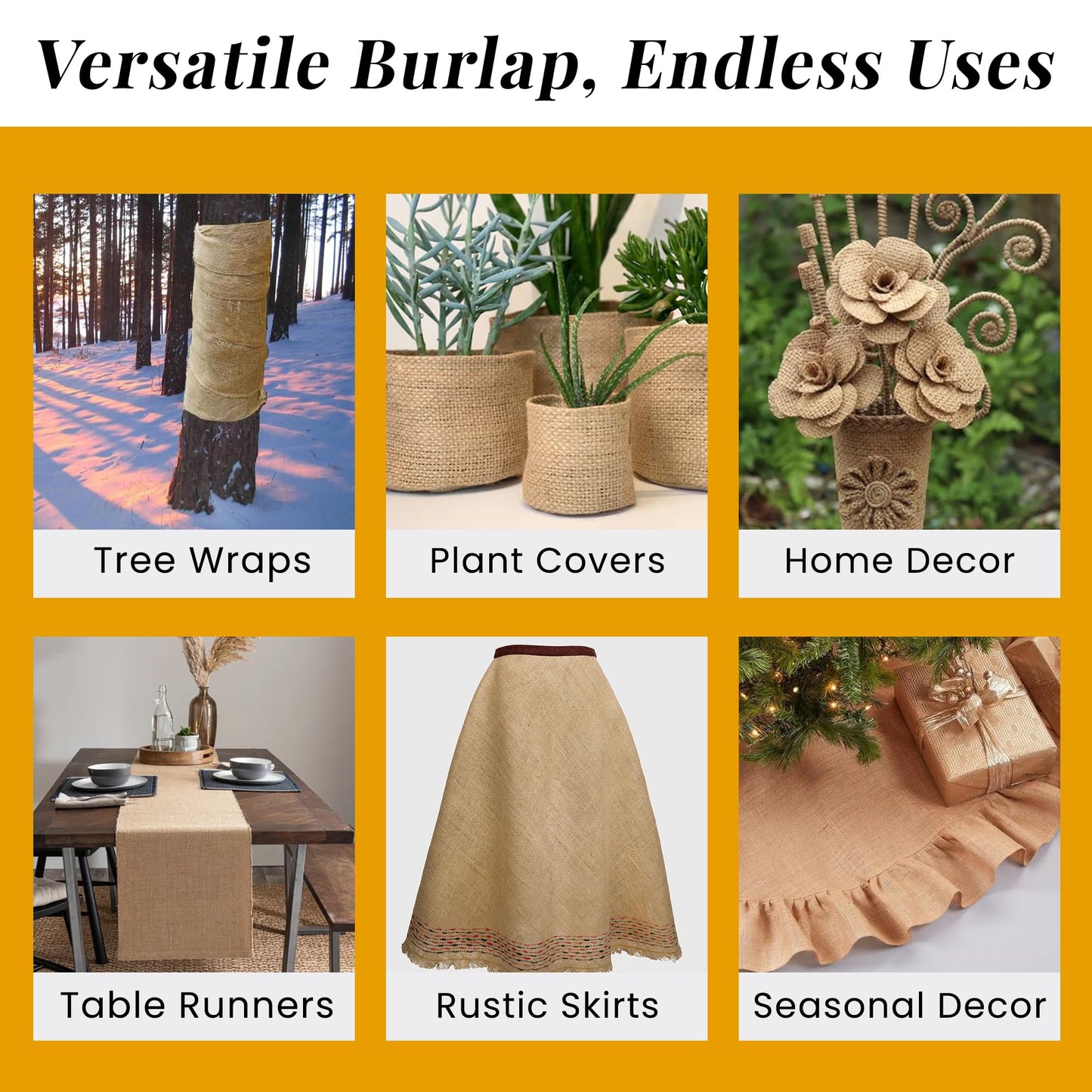 Tepo Burlap Fabric 25" x 15 Feet (5 Yards) โ Natural Jute Fabric for DIY Crafts, Wrapping, and Decorations - Eco-Friendly Multipurpose High-Density Material for Home, Garden, and Rustic Wedding Decor