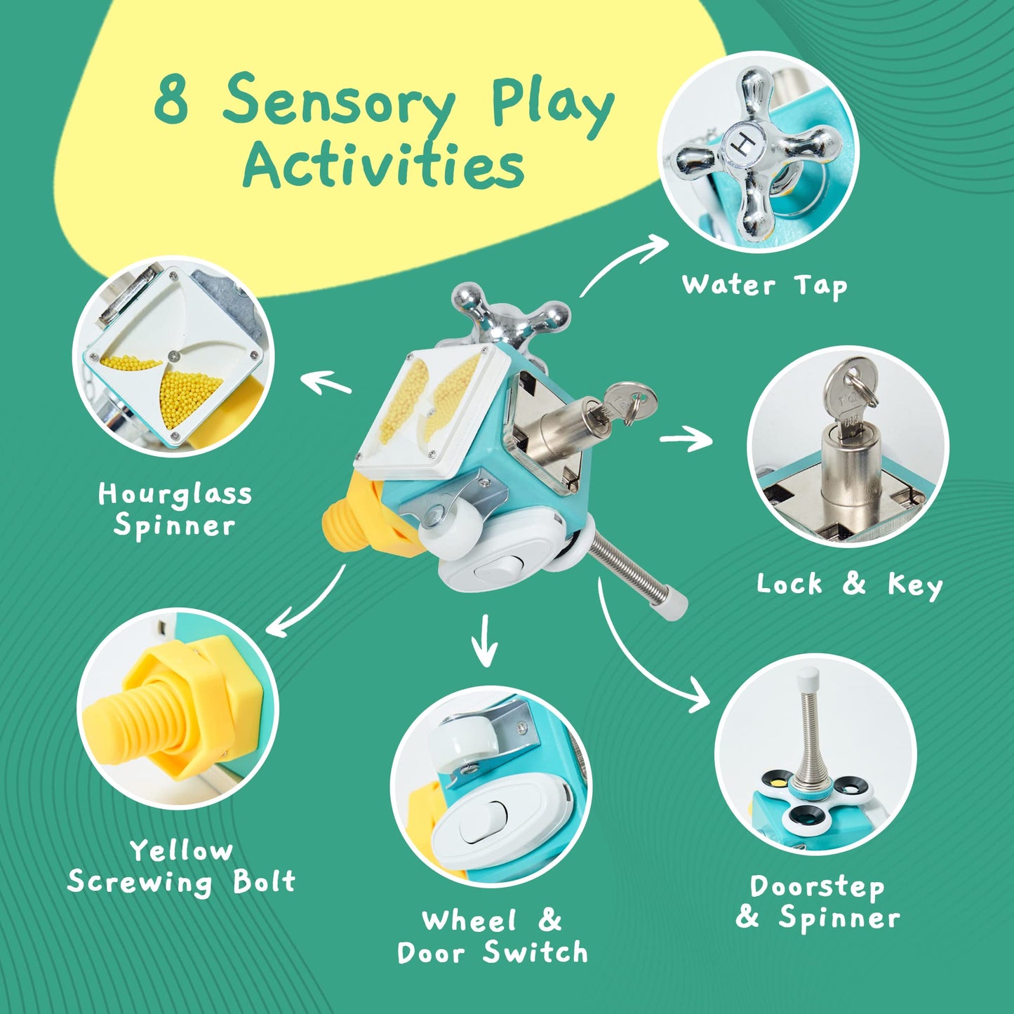 Busy Cube Sensory Toys for Toddlers is a Handmade Montessori Fidget Cube - Wooden Busy Board Baby Activity Cube Travel Toy for Children with Autism Toys & ADHD 1 2 3