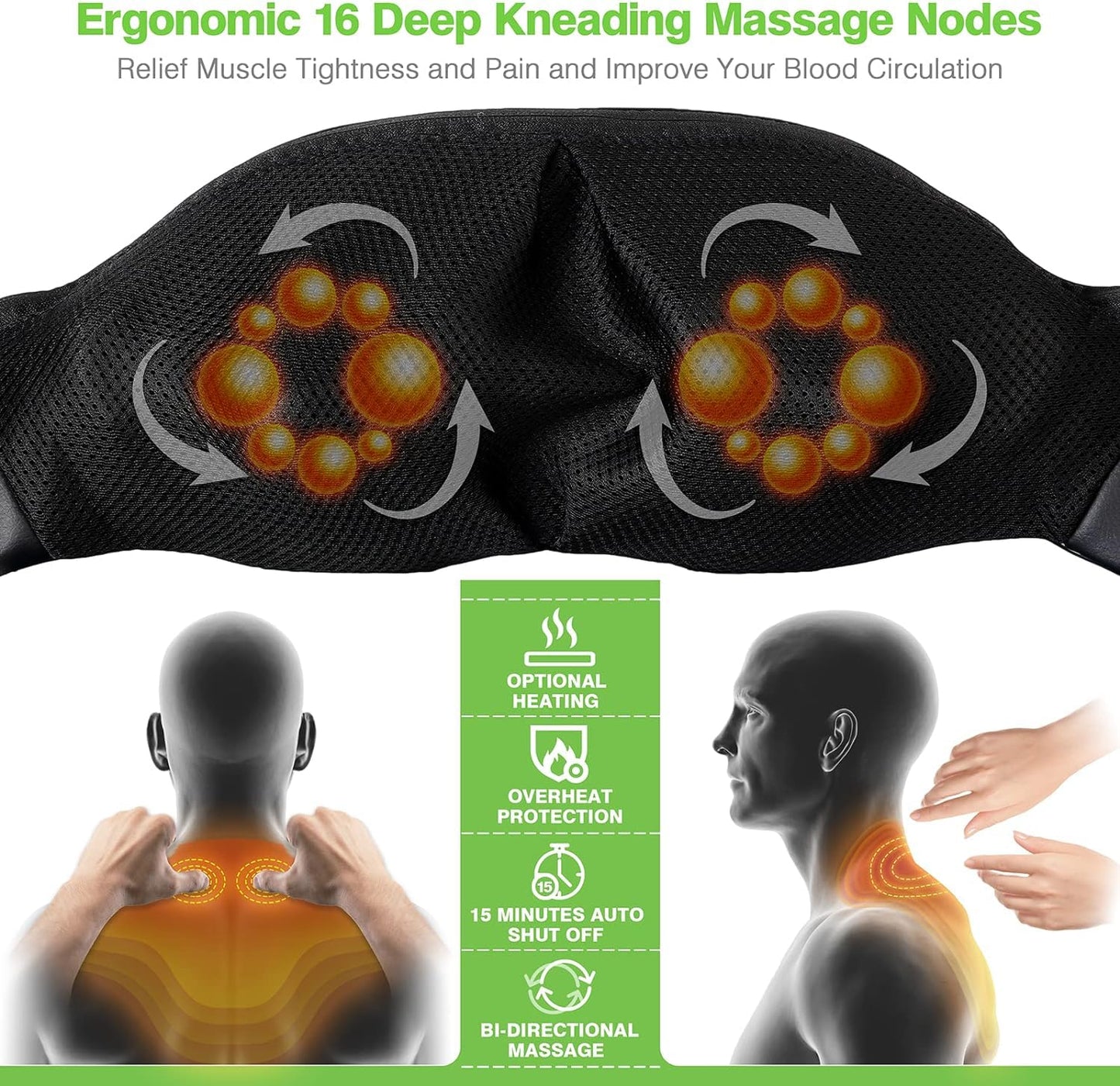 cotsoco Shiatsu Back Neck and Shoulder Massager with Heat,Deep Tissue 3D Kneading Pillow, Electric Full Body Massager for Legs,Foot,Body Muscle Pain Relief,Gifts for Mom Dad