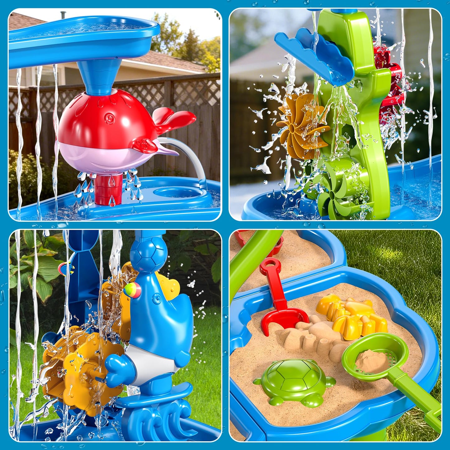 Guminnara 4 -Tier Kids Water Play Table for Toddlers 18M+ 3-5 4-8 Years, Sand and Water Table with Activity Play Set, Water & Sand Sensory Play Table Summer Beach Outdoor Indoor Toys for Birthday
