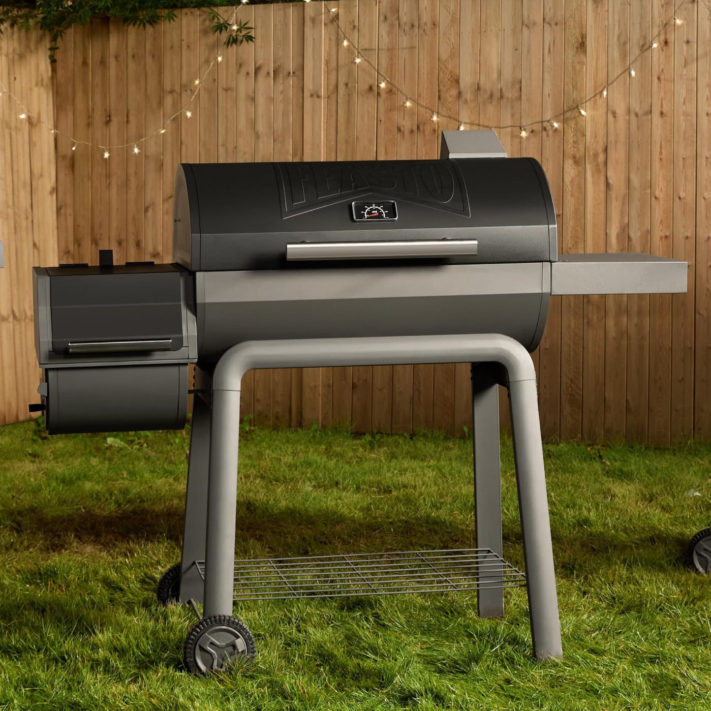 Feasto Heavy-Duty 30-Inch Charcoal Grill with Offset Smoker Grill, Side Table & 815 Sq. In Cooking Space, Outdoor BBQ Grill for Outdoor Barbecue in Backyard, Patio and Parties, Black