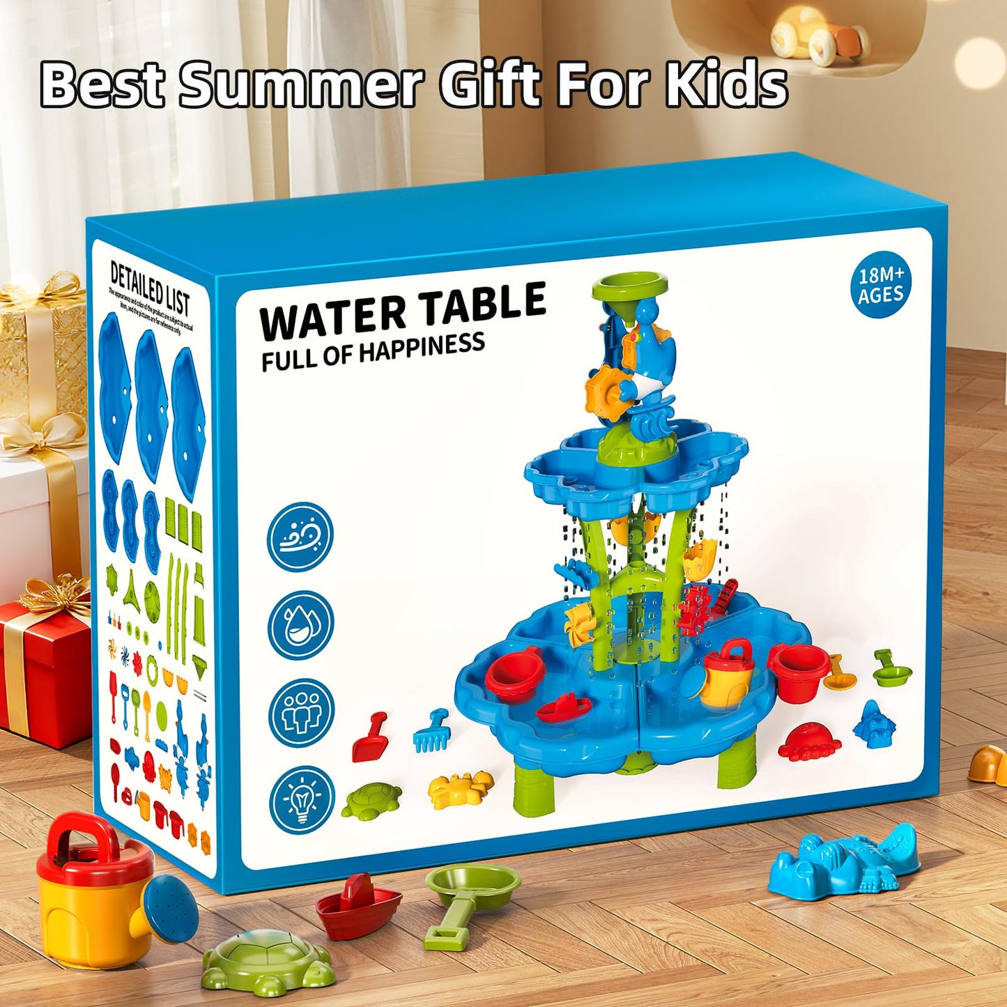 Kenthoris Water Table for Toddlers 1-3, Toddler Outdoor Toys Kids Summer Beach Backyard Pool Splash Activities Playsets, Water and Sand Activity Sensory Playset for Toddlers 1.5+ Years Old (9933)