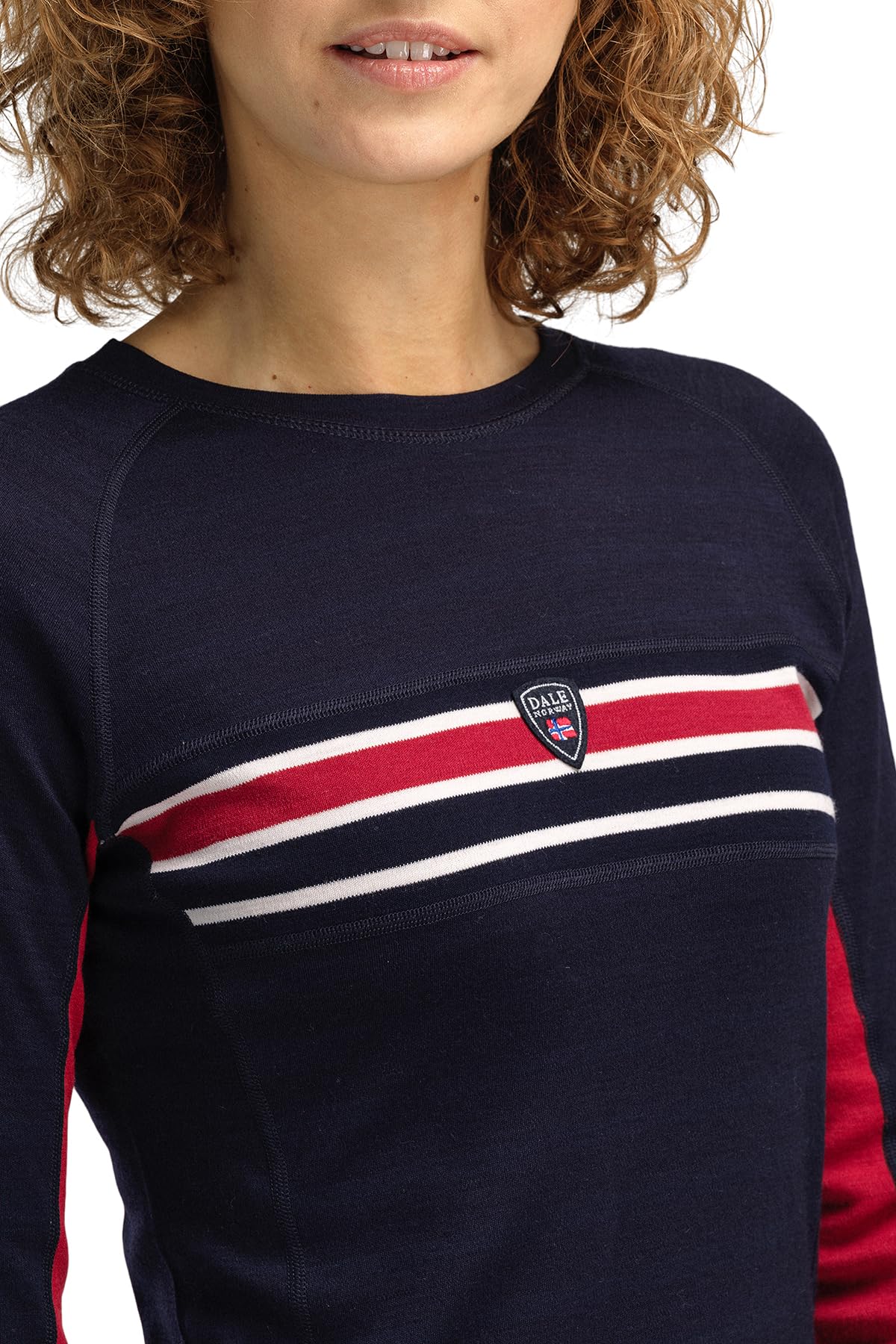 Dale of Norway Aksla Sweaters for Women - Base Layer Merino Wool Sweater (US, Alpha, X-Small, Regular, Regular, Navy Red OffWhite)