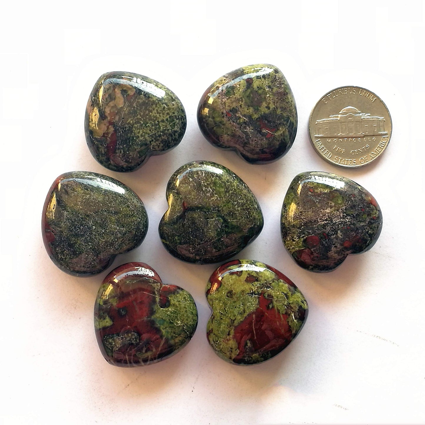 Bacatgem 3 Pcs Natural Dragon Blood Jasper Pocket Palm Thumb Healing Crystal Heart Love Worry Stones,1 inches Reiki Balancing Crystal and Healing Stones