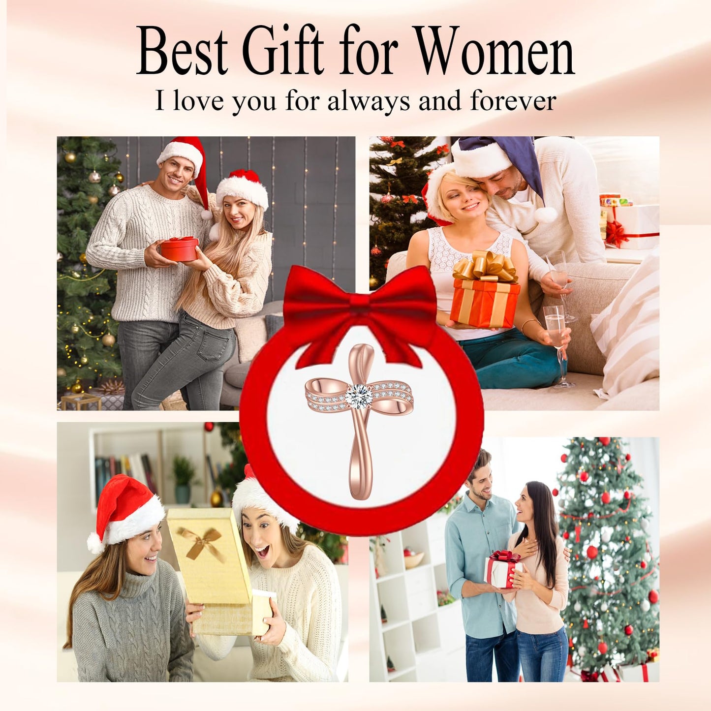 OKISIL 18K Gold Plated Cross Necklace for Women, S925 Sterling Silver Necklace for Women, Infinity Loop Pendant Jewelry with 5A Cubic Zirconia, Anniversary Birthday Christian Gifts for Women Her Wife (Rose gold)