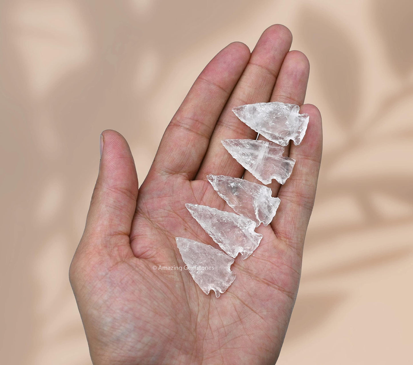 Amazing Gemstone 5 Pieces Rose Quartz Arrowhead, Crystal and Healing Stone Flint Rock Arrow Head - 1 to 1.5 Arrowheads for DIY Project Craft Point Jewelry Making
