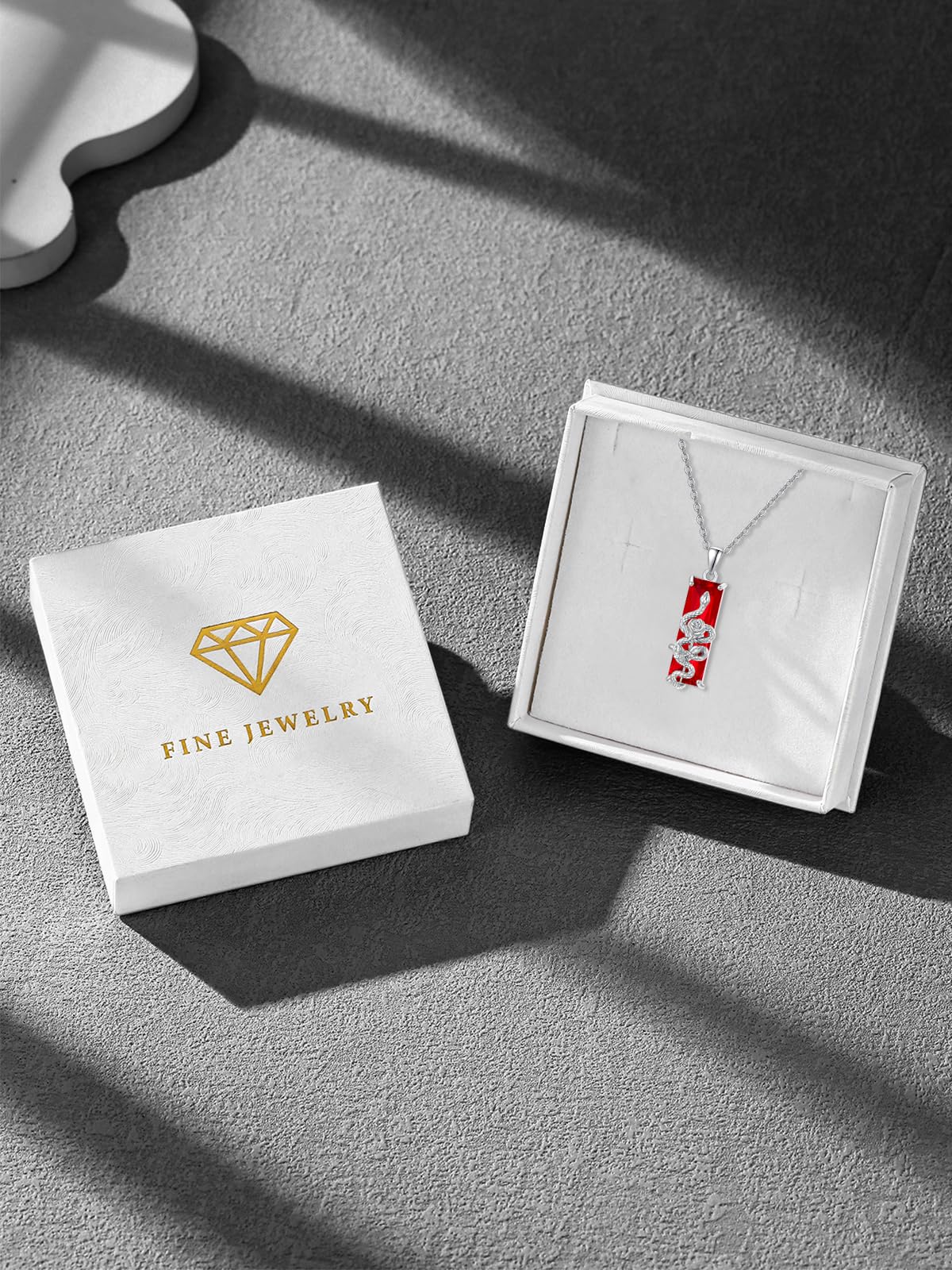 AENEAS Valentines Day Gifts for Women Her Snake Rose Necklace 925 Sterling Silver Red Crystal Pendant Snake Flower Jewelry Gifts for Duaghter Her Wife Women