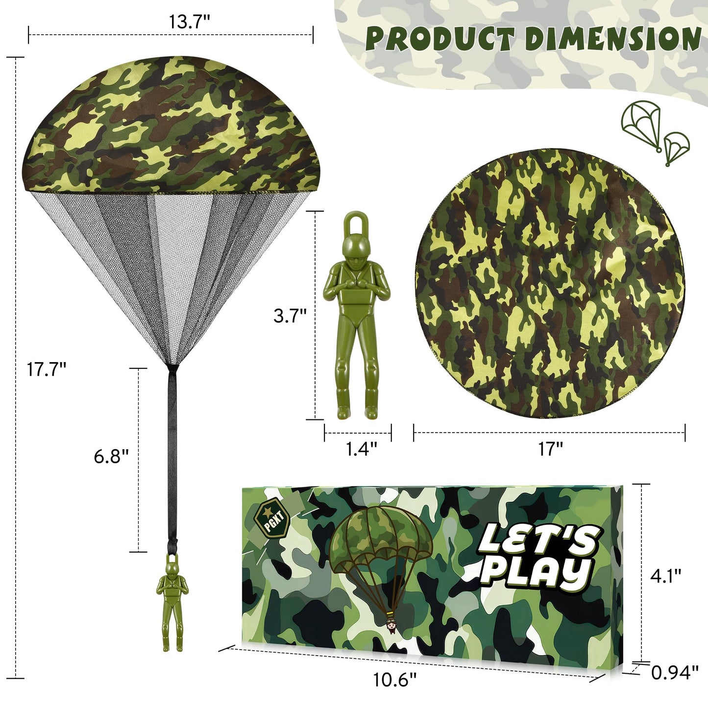 Parachute Toy for Kids, Army Outdoor Toys Flying Parachute Men, Inside & Outside Toys for or 3 4 5 6 7 8 9 10 11 12 Year Old, Easter Basket Stuffers for Kids Idea 2026 Unique Boys Party Favors