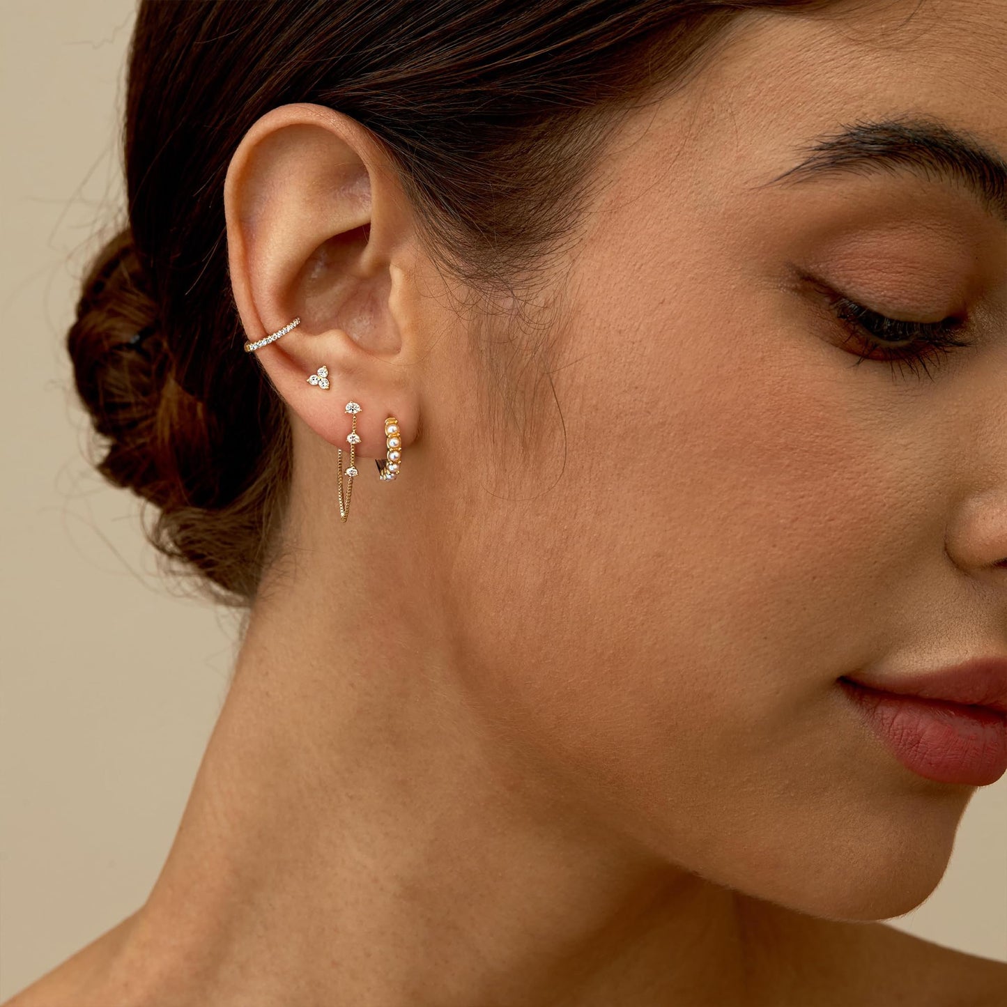 SELFROSE Chain Earrings for Women, Dainty Gold Earring Stacks 14K Gold Plated Long Dangle Earrings For Women Trendy Small Pearl Hoop Earring Cute Drop Earrings Fashion Gold Earrings Jewelry for Women