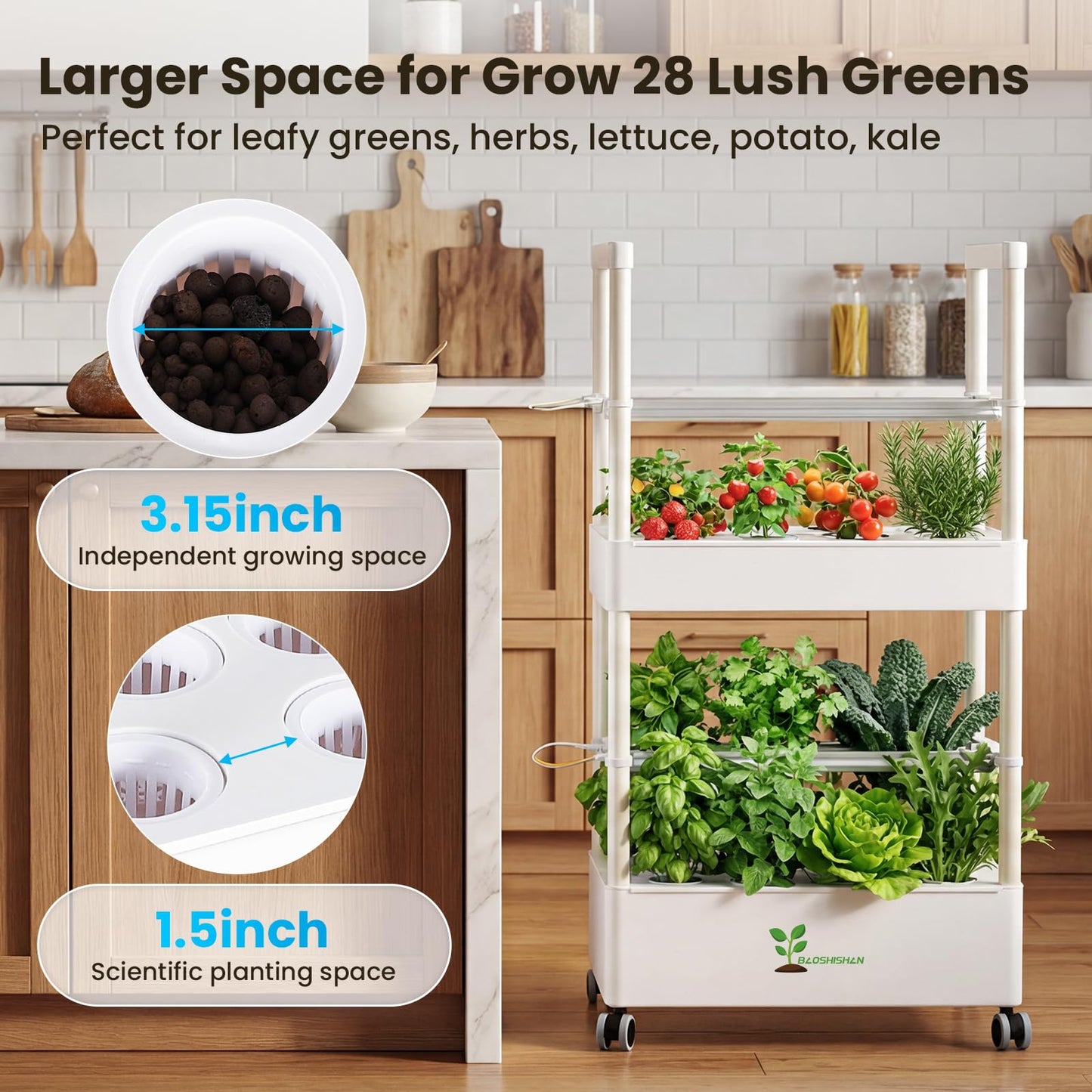 BAOSHISHAN Hydroponics Growing System for Indoor Garden, 28-Pods Smart Indoor Gardening System with APP & Auto Timer, Full Spectrum LED Grow Light, Large Water Tank, Ideal for Vegetable Fruit Herb