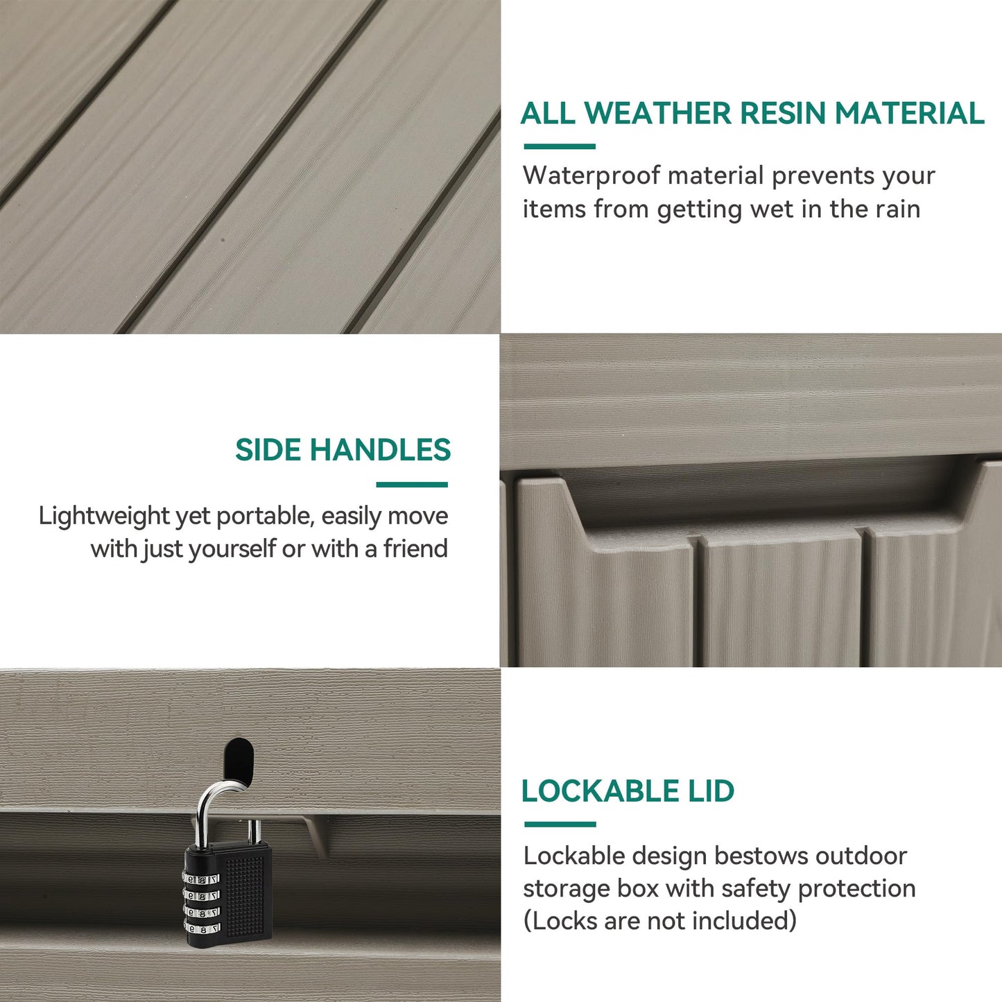 YITAHOME 45 Gallon Deck Box, Outdoor Storage Box for Patio Cushions, Outdoor Tools, Gardening Tools, Sports Equipment, and Throw Pillows, Lockable and Waterproof, Brown