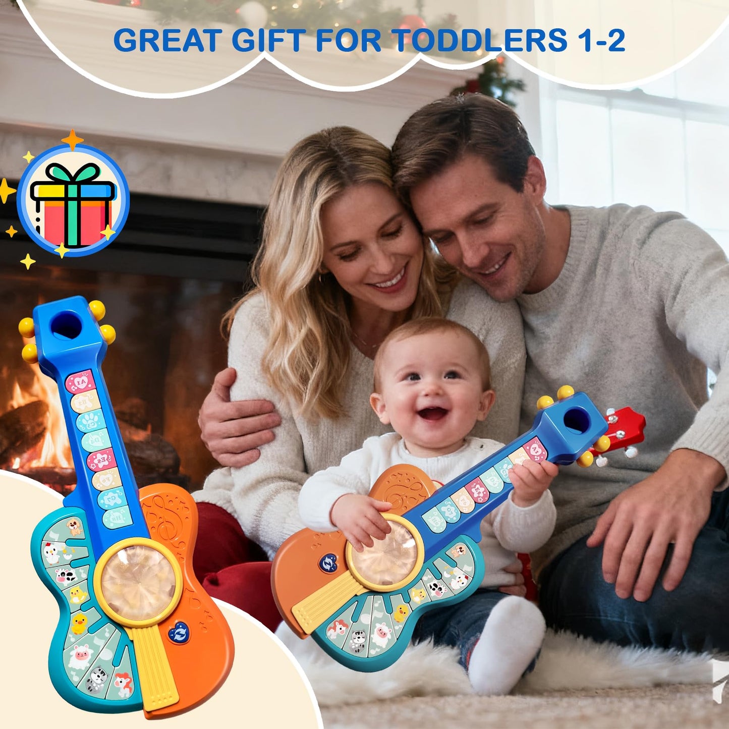 SailStart Toddlers Guitar Musical Toys for 1-2 Year Old Boy/Girl, Multiple Modes with Piano Keys, Animal Sounds, Musical, Baby Toys 12-18-24 Months, Gifts for One Year Old Boys/Girl