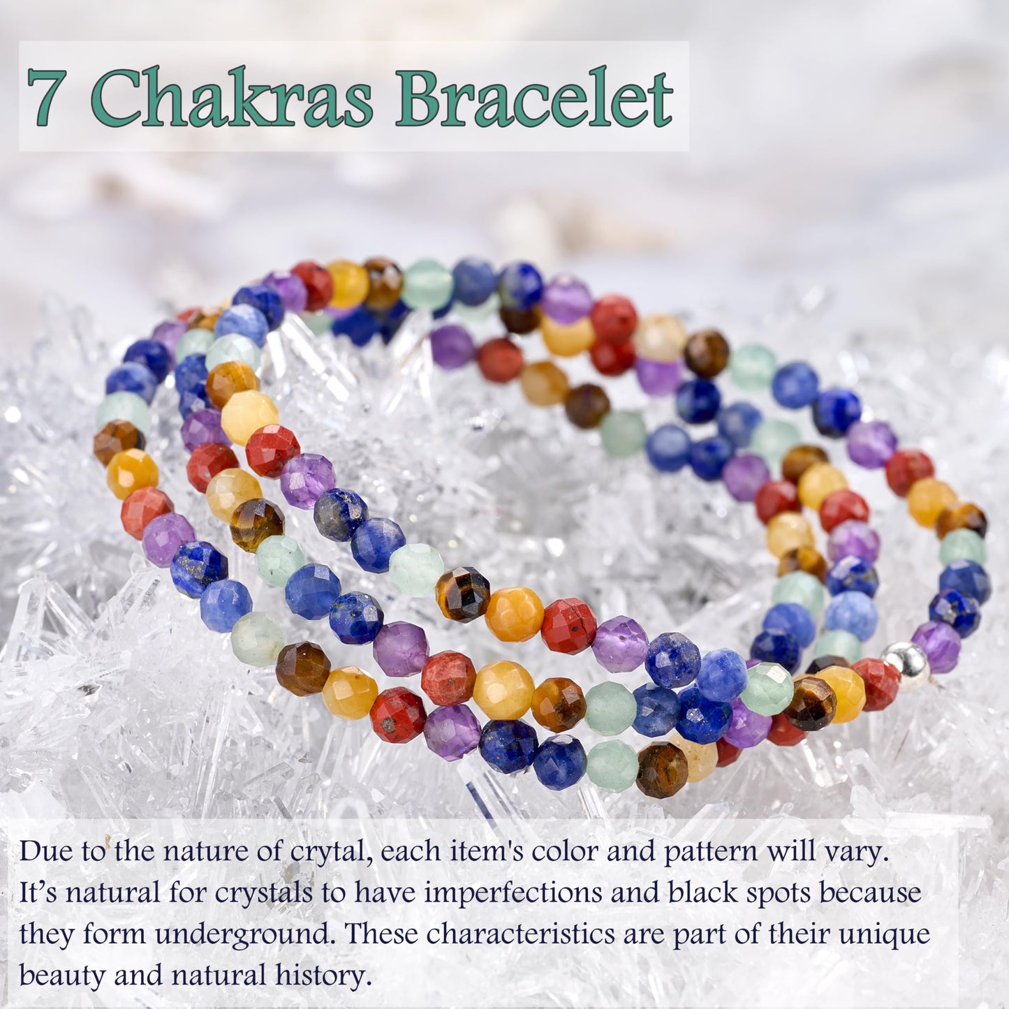 Farfume Chakra - Balance & Harmony - Beaded Bracelets for Women,Handmade Natural Stone 4mm Beads 925 Sterling Silver Stretch Bracelets, Chakra Crystal Gemstone Jewelry Gifts