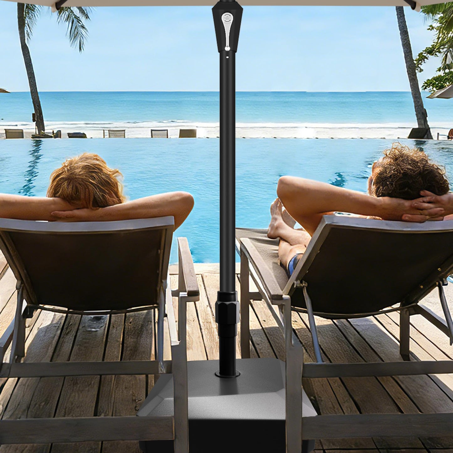 AreShark 123lb Max Capacity Patio Umbrella Stand, Mobile Outdoor Umbrella Base Heavy Duty Stand for Market Patio Outdoor w/ 4 Wheels, 2 Locks, 2 Knobs (Black)