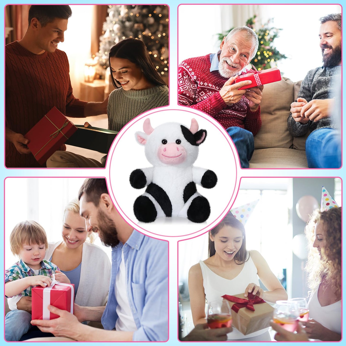 Syhood 6 Pcs Adorable Cow Stuffed Animals for Kids 10 Inches Cute Sitting Cow Plush Toy Dolls Plush Party Decor Vaquitas De Peluche Farm Stuffed Animals for Boys Girls Plushie Lover Birthday Gifts