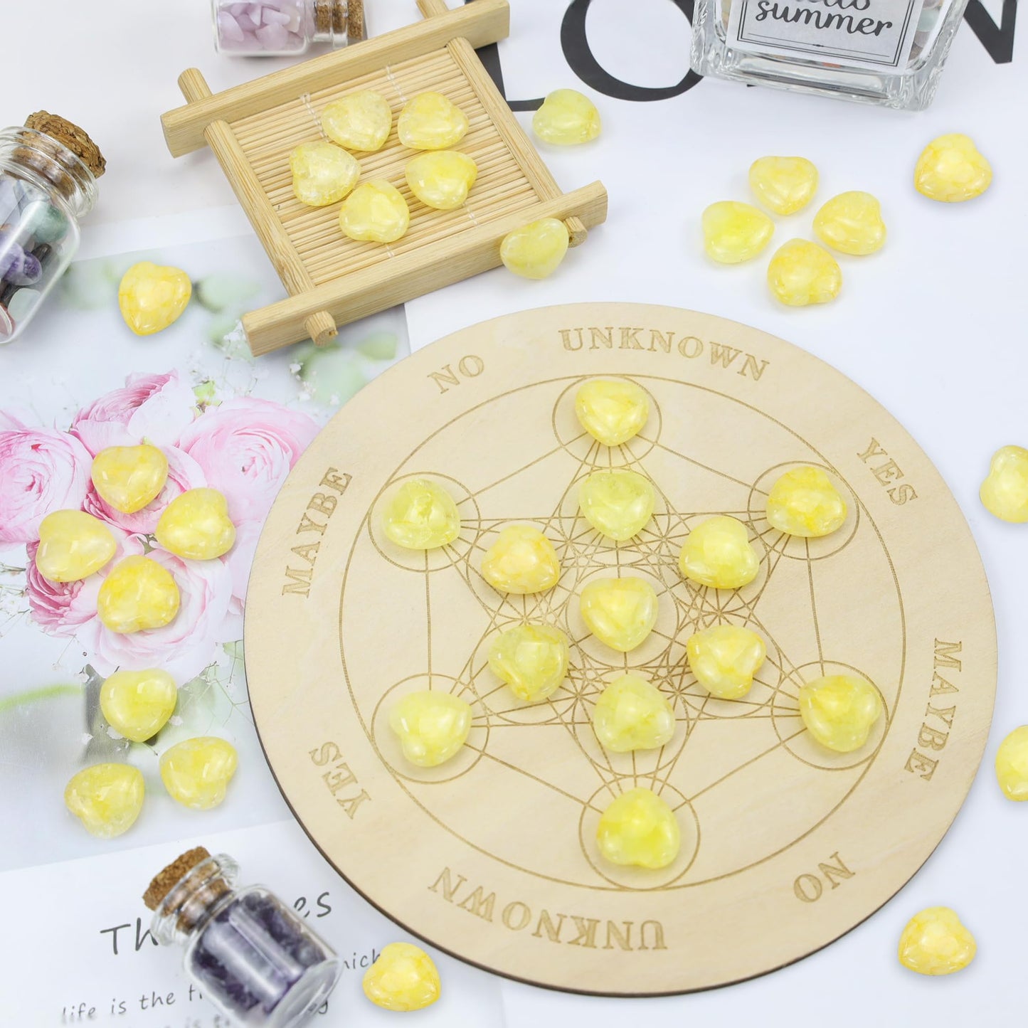 NUKAYAI 20PCS Citrine Healing Crystals Stones Heart Shaped Polished Crystal Stone Love Cute Pocket Thumb Reiki Wholesale Set Gifts Energy Balancing Meditation Mothers Day Bulk Gifts for Women