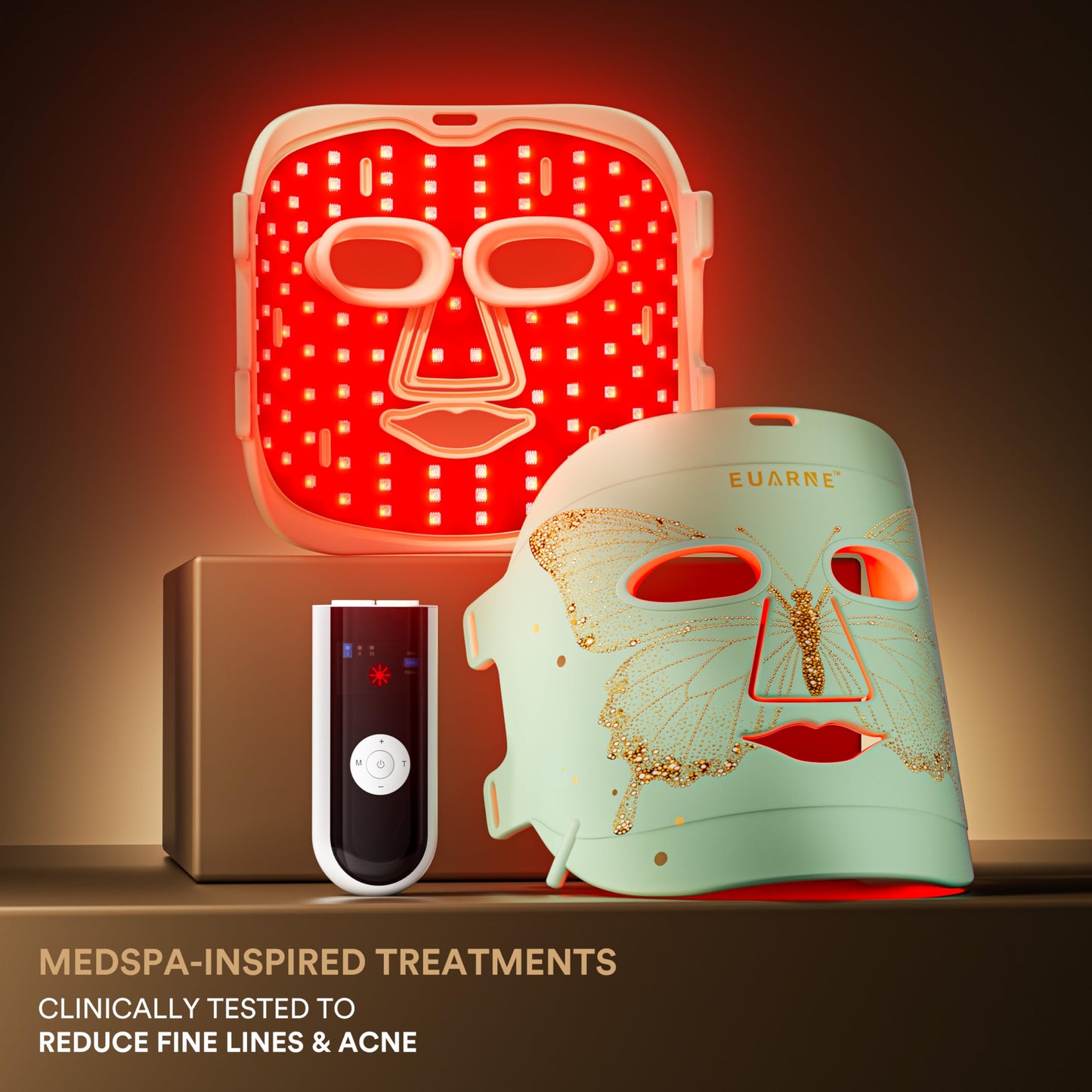 Red Light Therapy for Face, LED Face Mask Light Therapy, 324 LEDs and 4 Modes Light Therapy Mask, Infrared Face Mask Light Therapy and Red & Blue Dual-Light for Wrinkles, Fine Lines and Blemishes