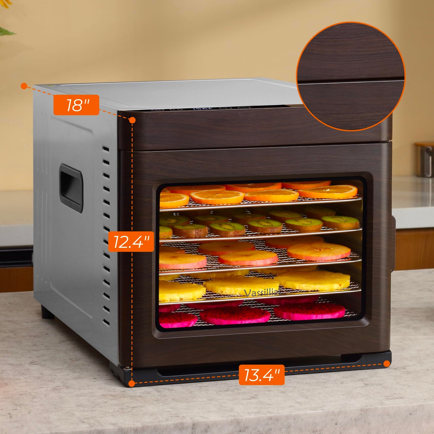 Stainless Steel Food Dehydrator, 700W, with Large 6 Trays (6.5 ft²) Drying Space, Digital Temp 86–167°F & 48H Timer, Dishwasher-Safe 18/8 Trays, for Jerky, Fruit, Herbs & Dog Treats