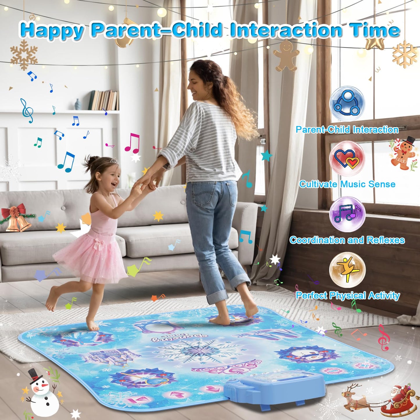 Surelect Dance Mat for 3-12 Year Old Girls, Frozen Toys Electronic Dance Pad with 8 Button & Wireless Bluetooth, Music Game Birthday for Kids Ages 3 4 5 6 7 8 9 10+