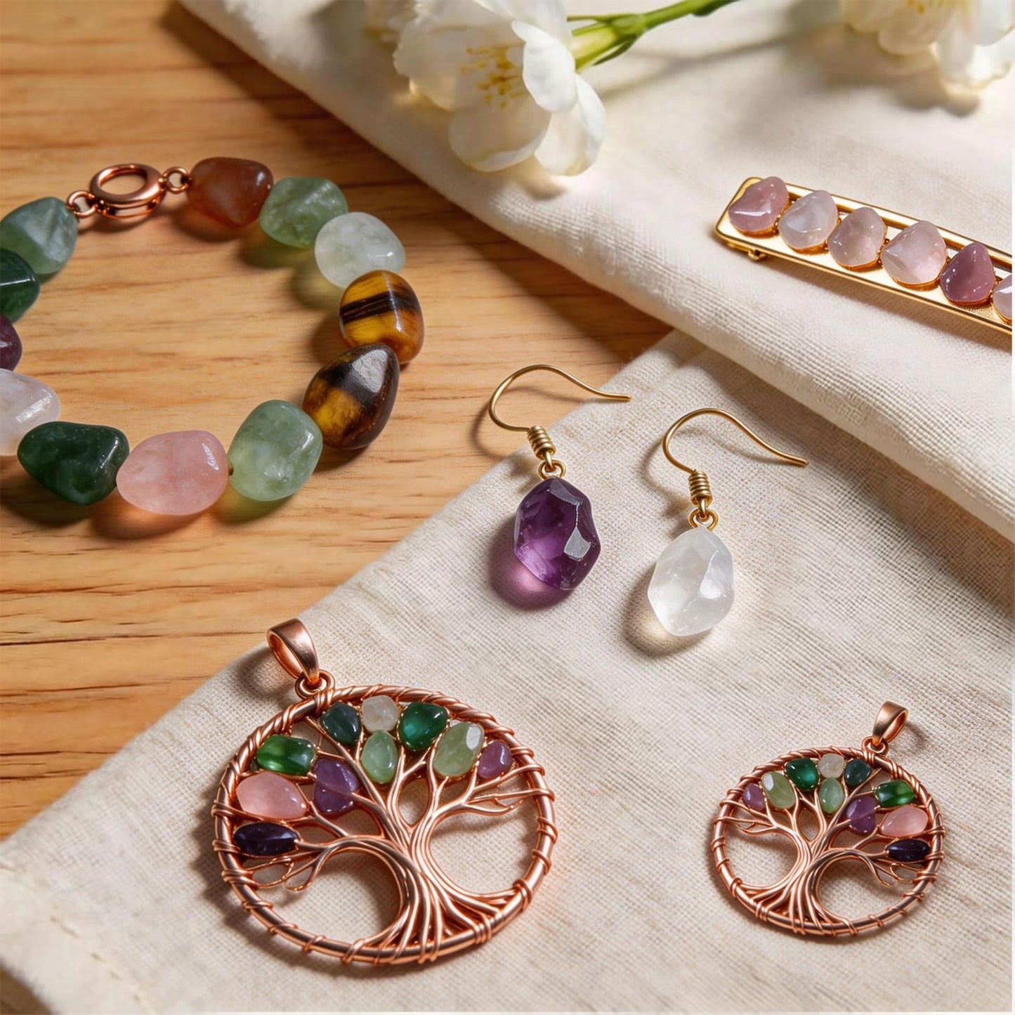 HLILai Multicolor Healing Crystal Stone Set, 90 Pcs Gemstones, 0.5-0.8"Handpicked Tumbled Stones and Crystals Bulk for Healing, Reiki, Meditation, Witchcraft and Home