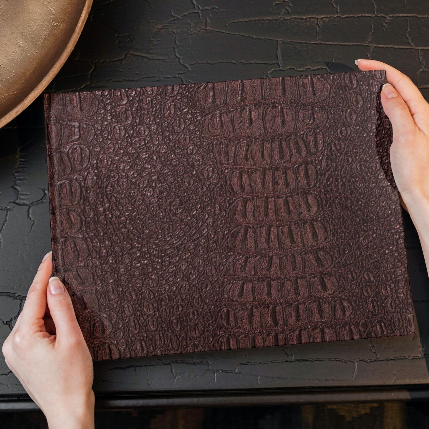 Alligator Fabric, Soft Textured Crocodile Vinyl Faux Leather, Gator Skin Embossed Upholstery DIY Craft and Clips Pleather Sheets β Individual 1 Yard Cut 36βx54β (Saddle)
