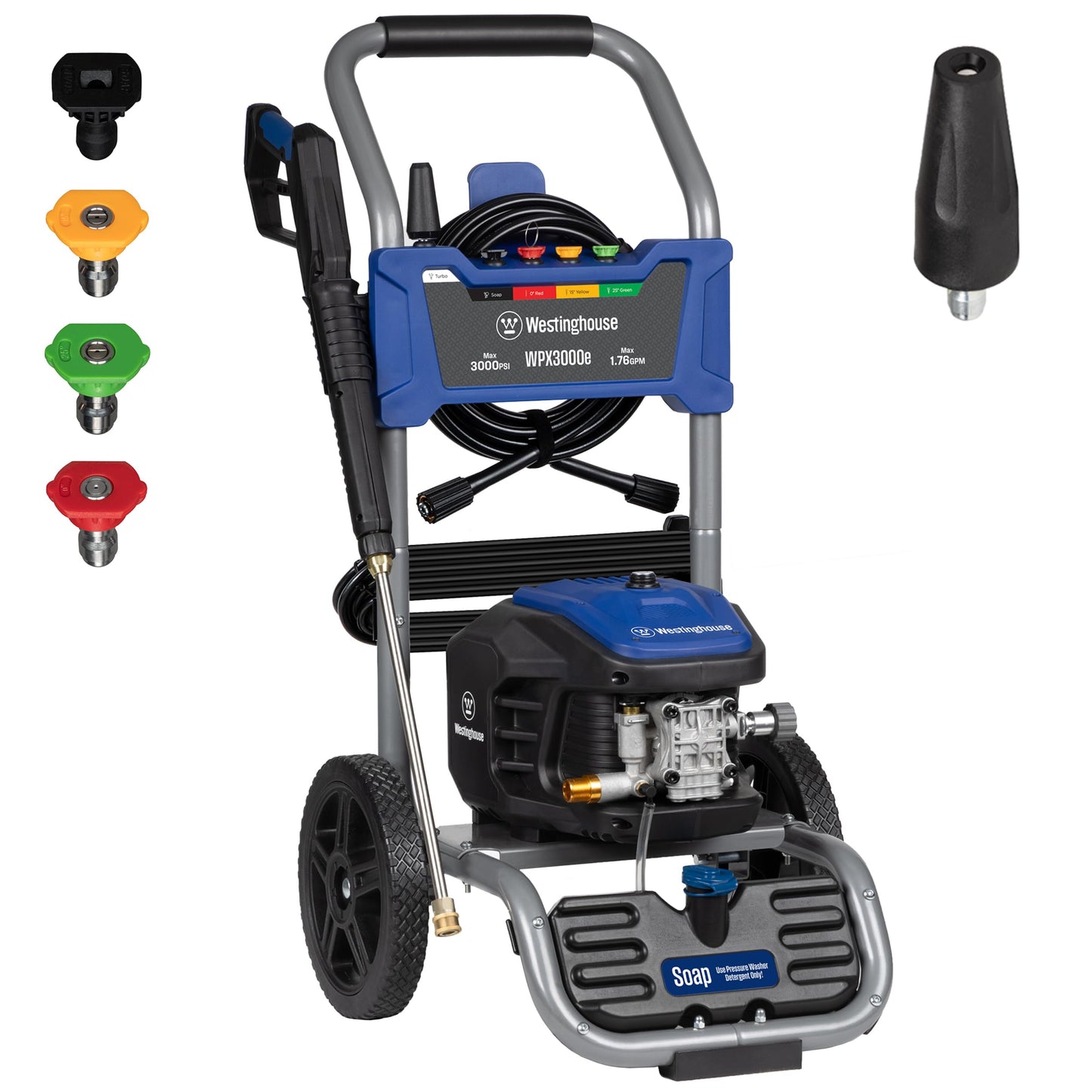 Westinghouse 3000 PSI 1.76 GPM Electric Pressure Washer Bundle with 50 ft Hose for Cars, Fences, Driveways, Homes, Patios, Furniture